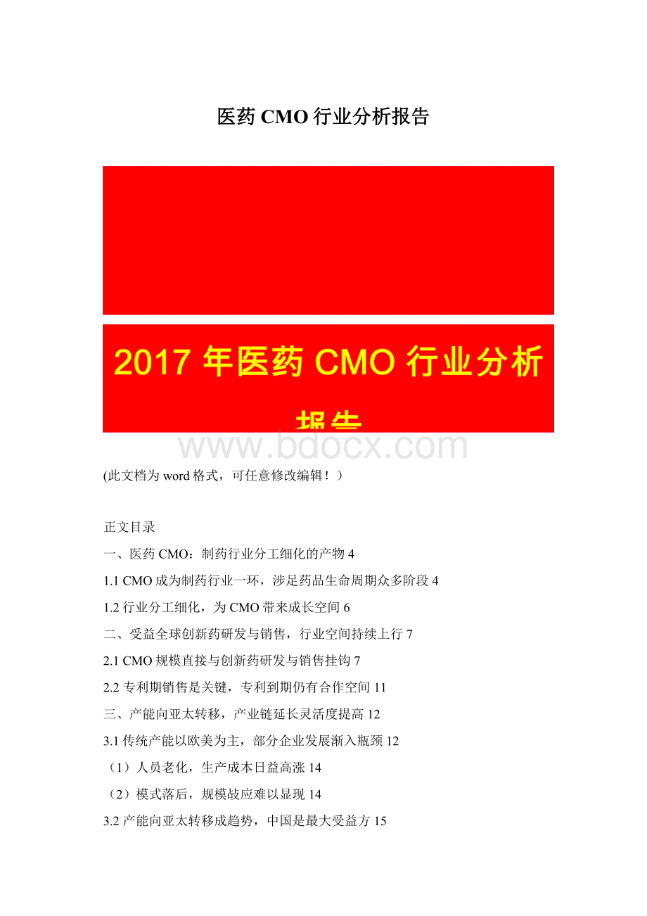 医药CMO行业分析报告文档格式.docx