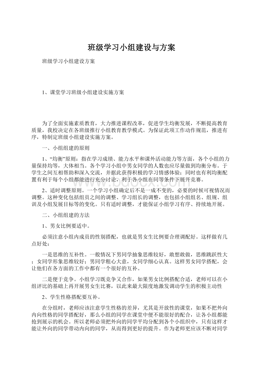 班级学习小组建设与方案.docx