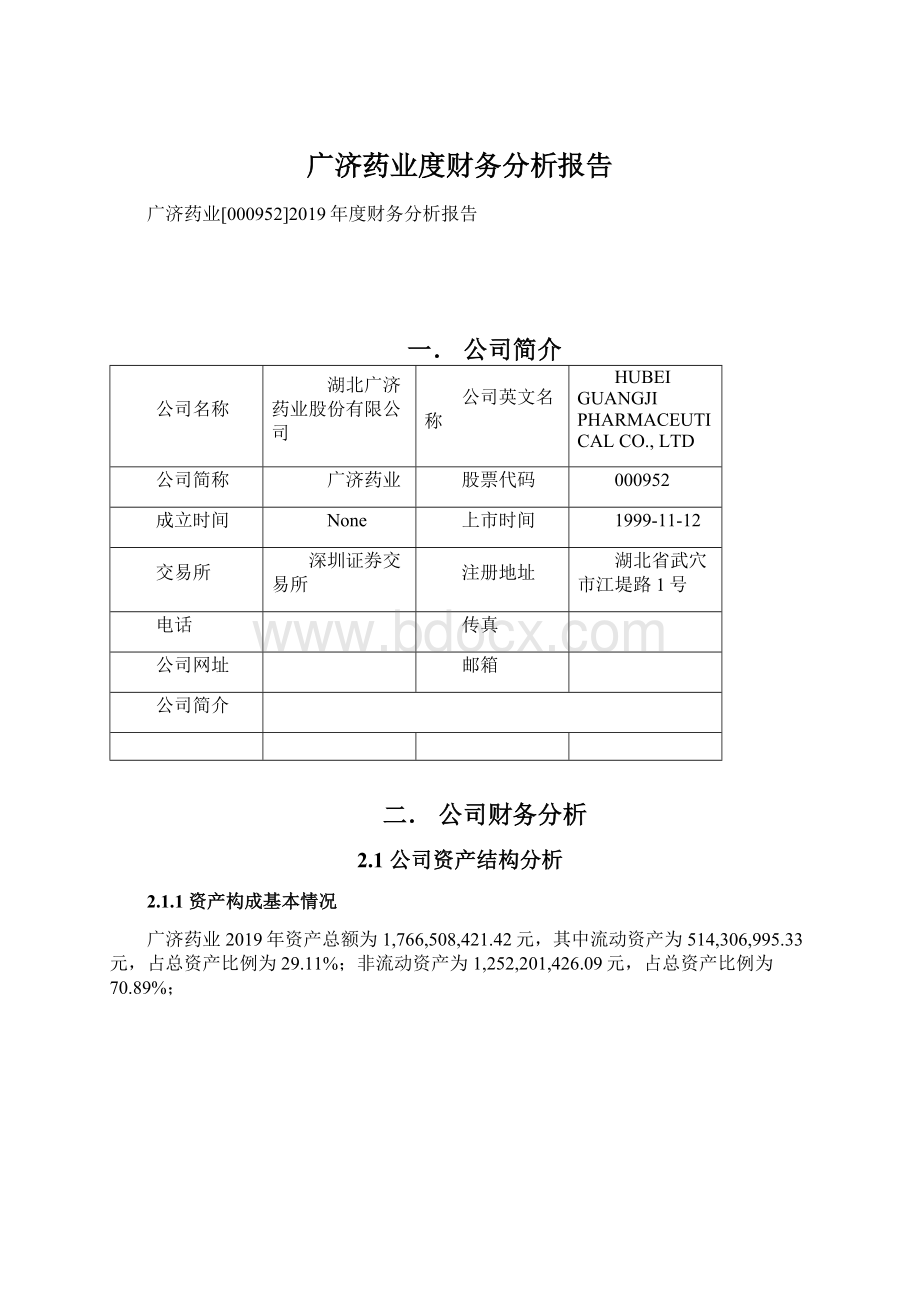 广济药业度财务分析报告Word格式文档下载.docx