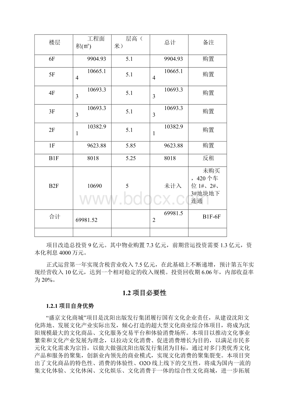 盛京文化商城改造工程建造项目可行性研究报告Word文档下载推荐.docx_第3页