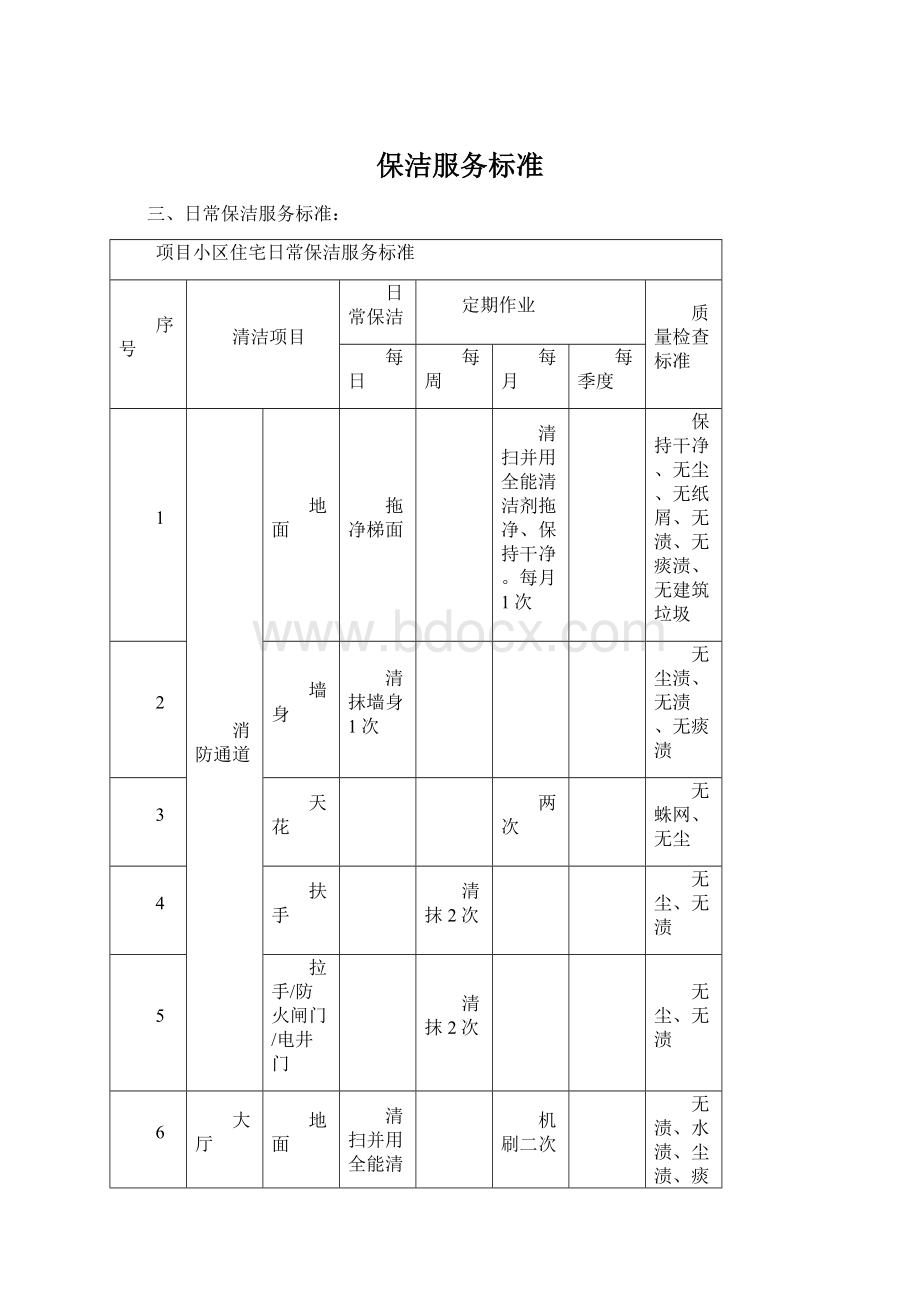 保洁服务标准Word格式文档下载.docx_第1页