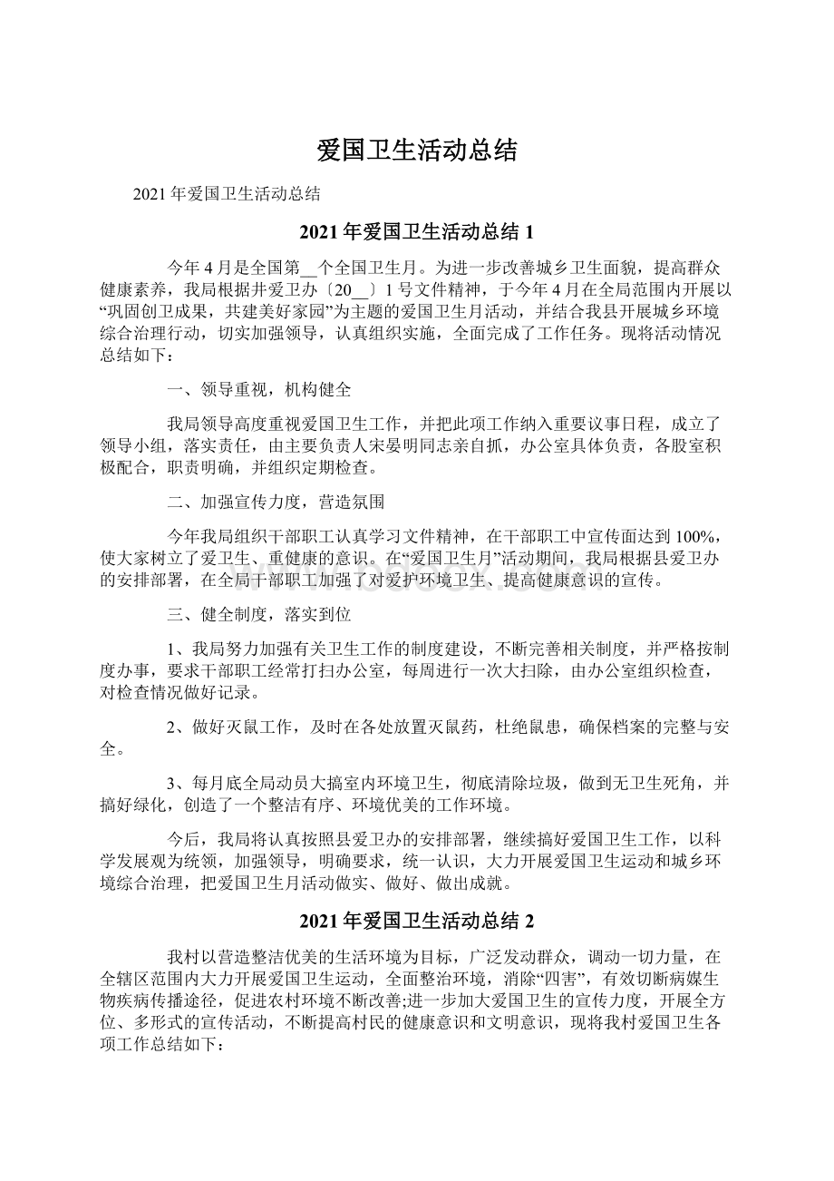 爱国卫生活动总结文档格式.docx