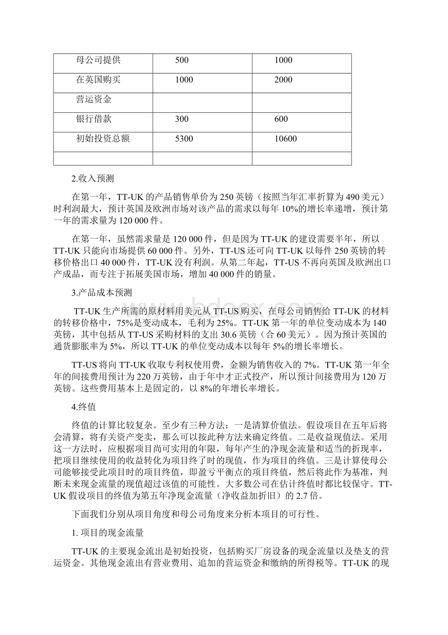 国际直接投资资本预算实例Word格式文档下载.docx_第2页