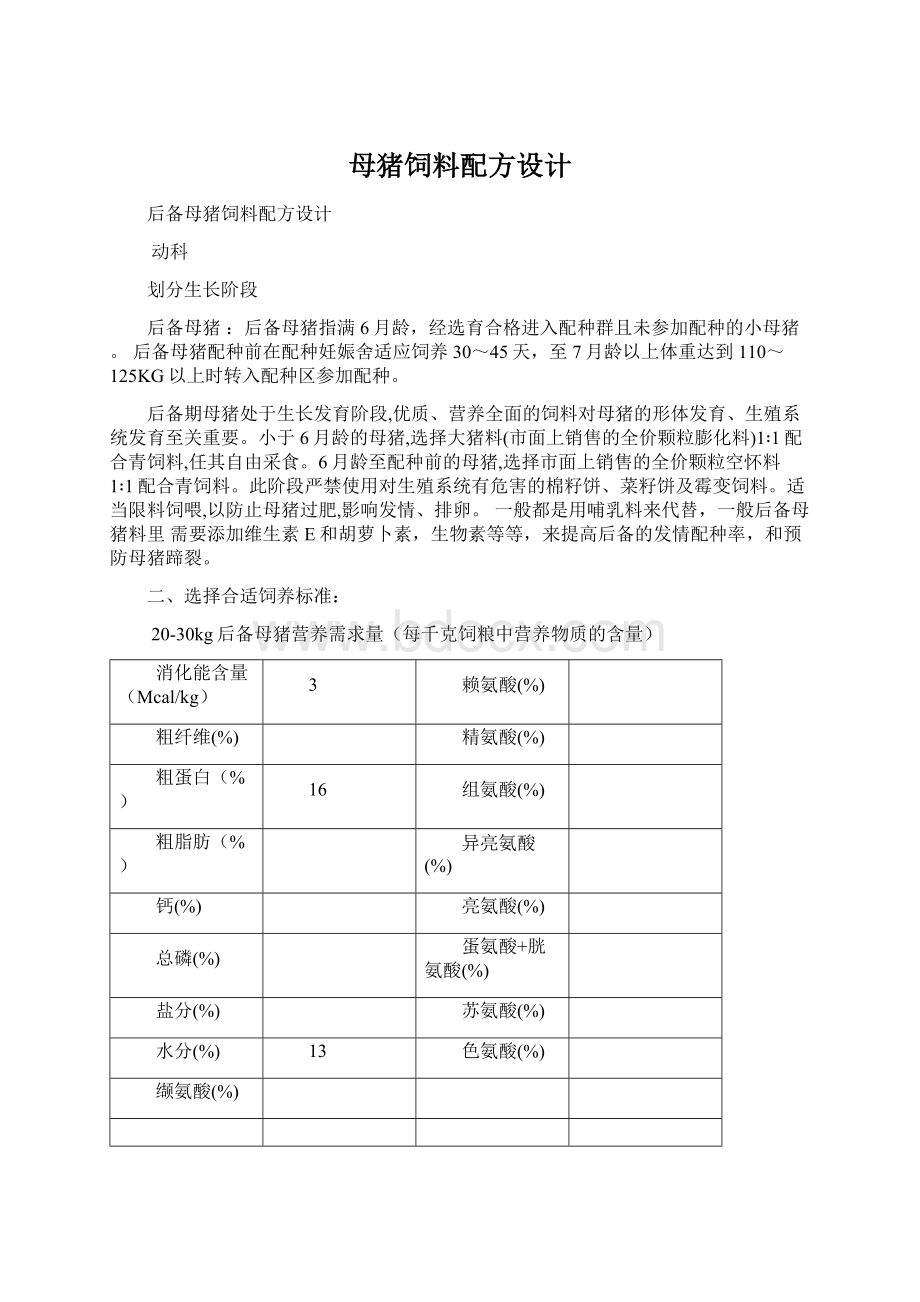 母猪饲料配方设计文档格式.docx