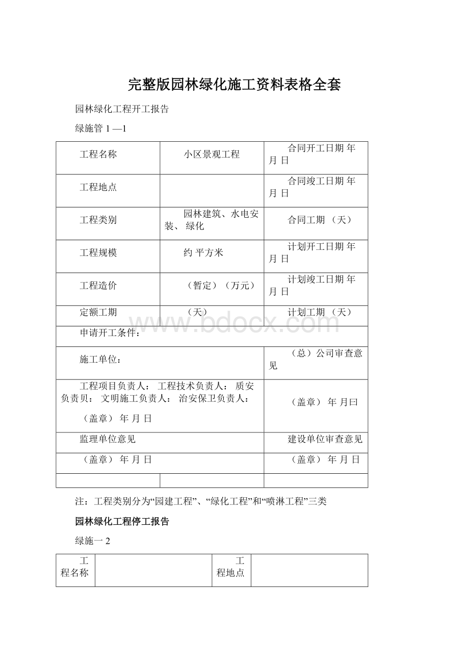 完整版园林绿化施工资料表格全套.docx_第1页