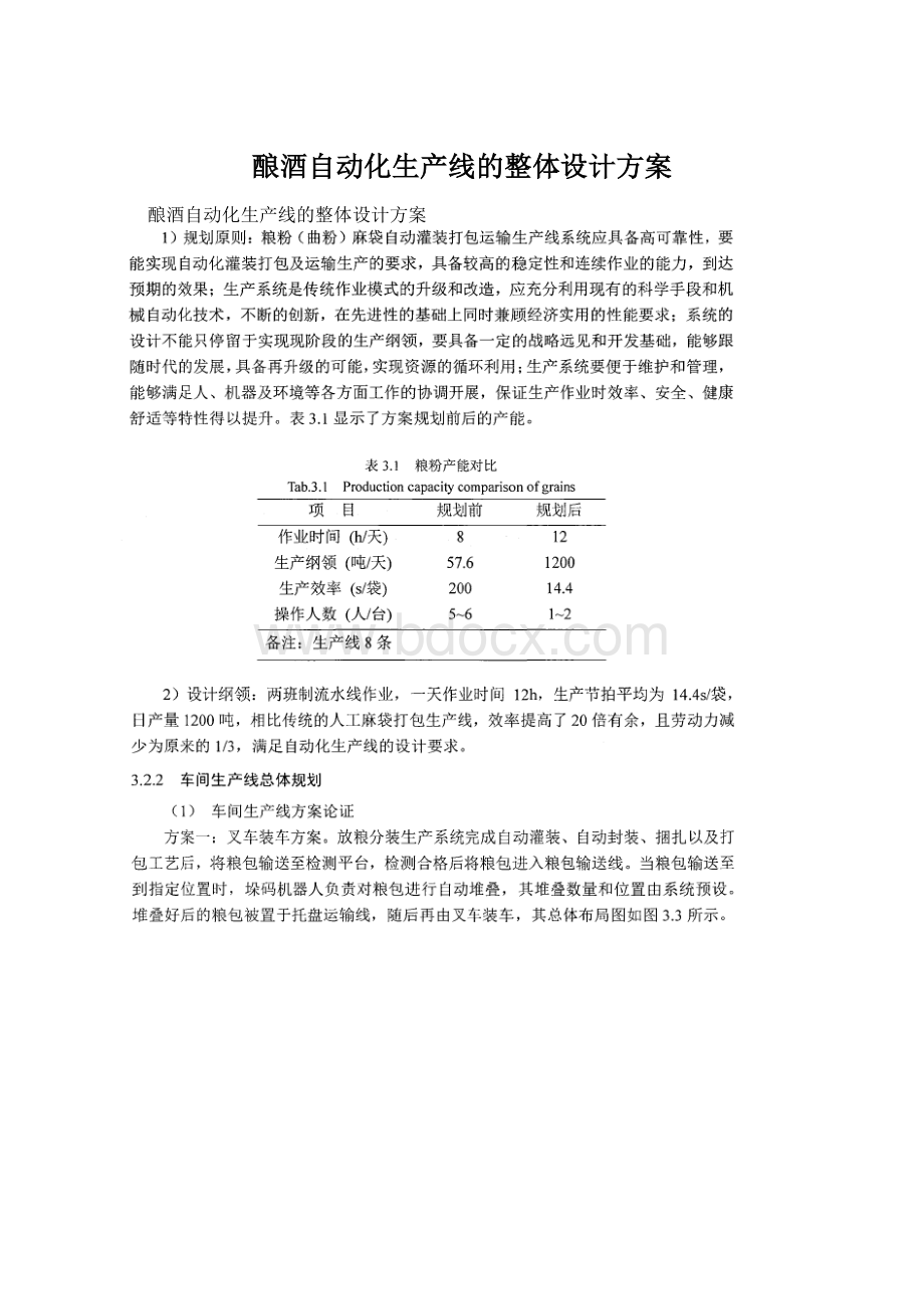 酿酒自动化生产线的整体设计方案Word文件下载.docx_第1页