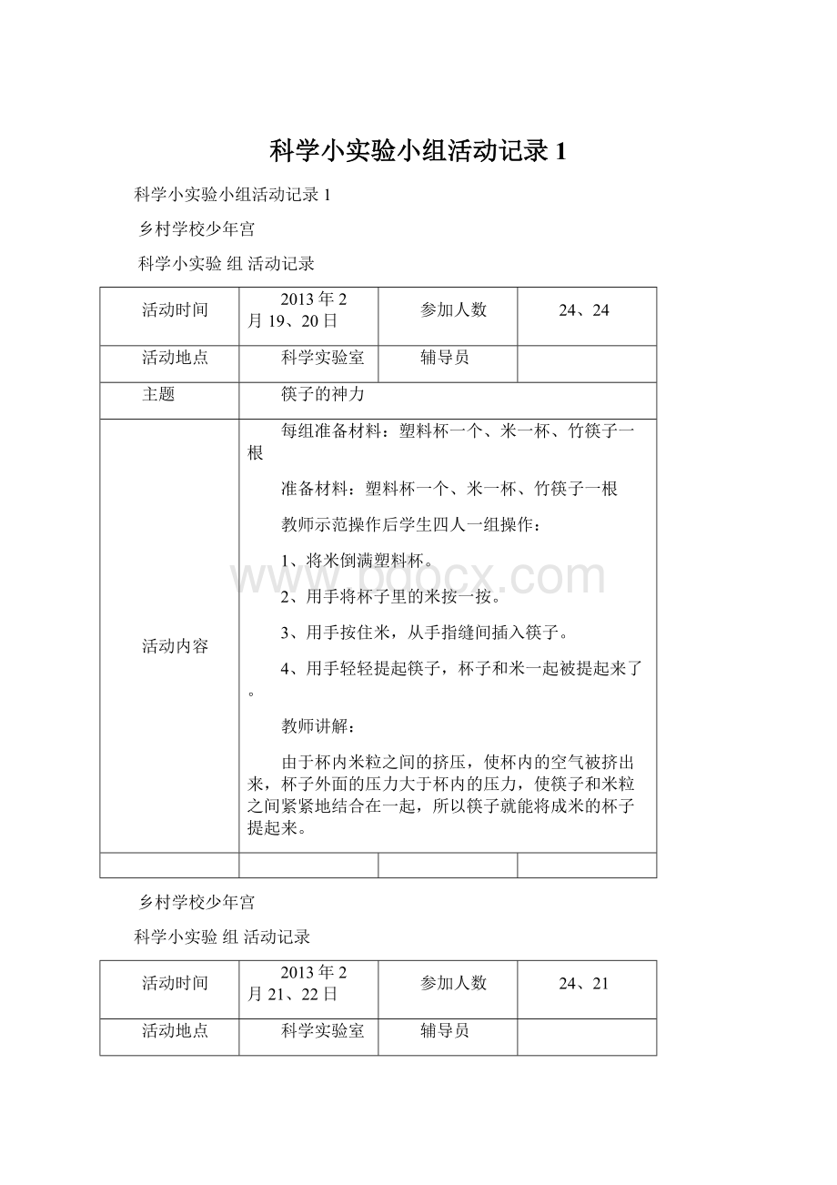 科学小实验小组活动记录1.docx_第1页