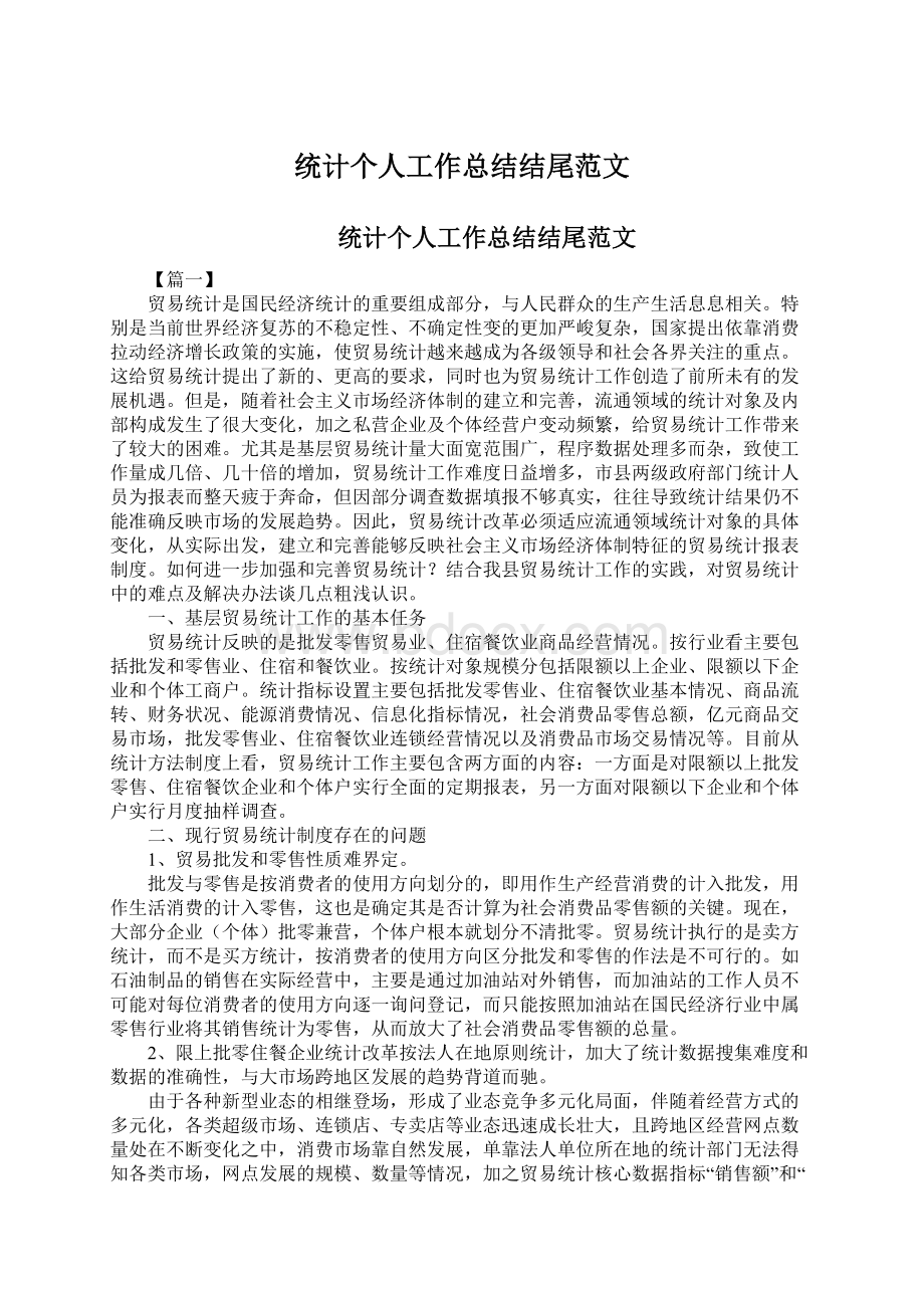 统计个人工作总结结尾范文Word文档格式.docx