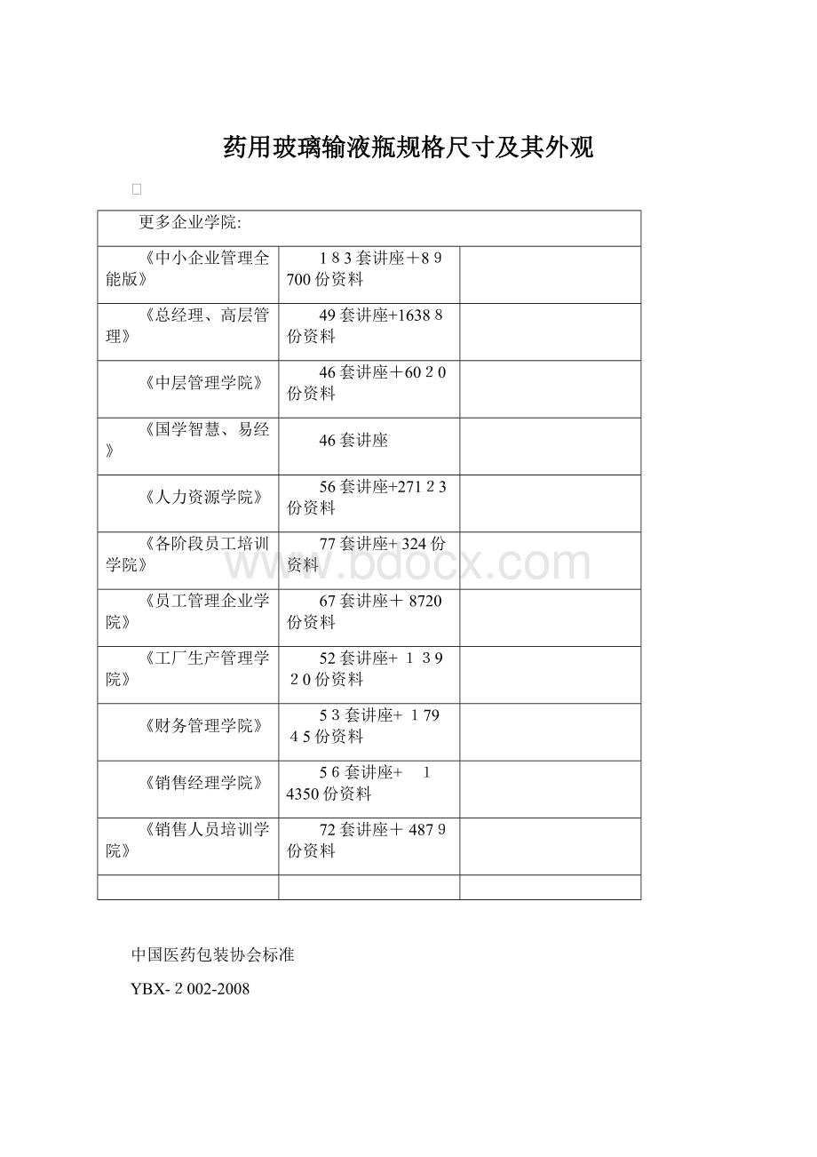 药用玻璃输液瓶规格尺寸及其外观.docx