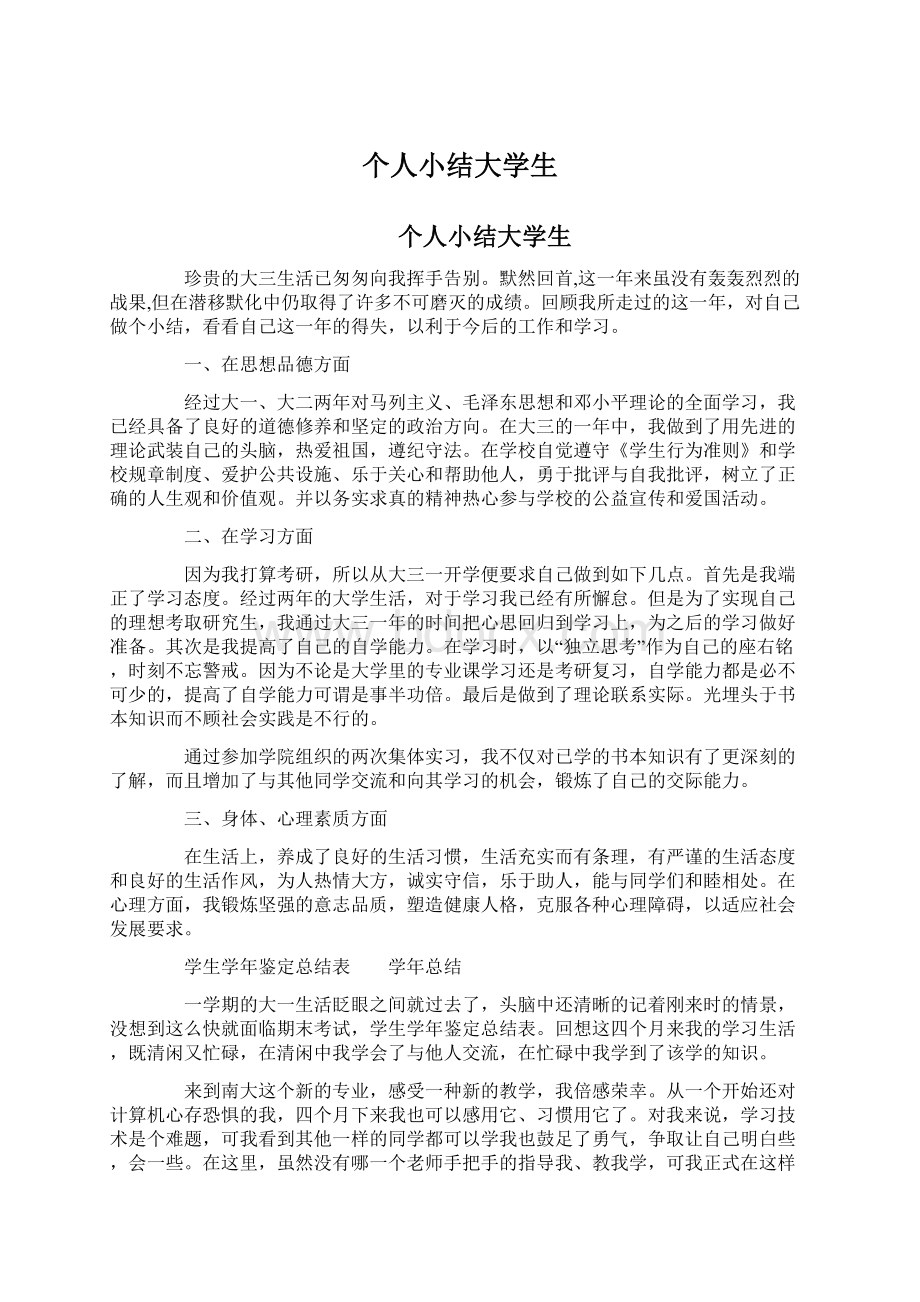 个人小结大学生.docx_第1页