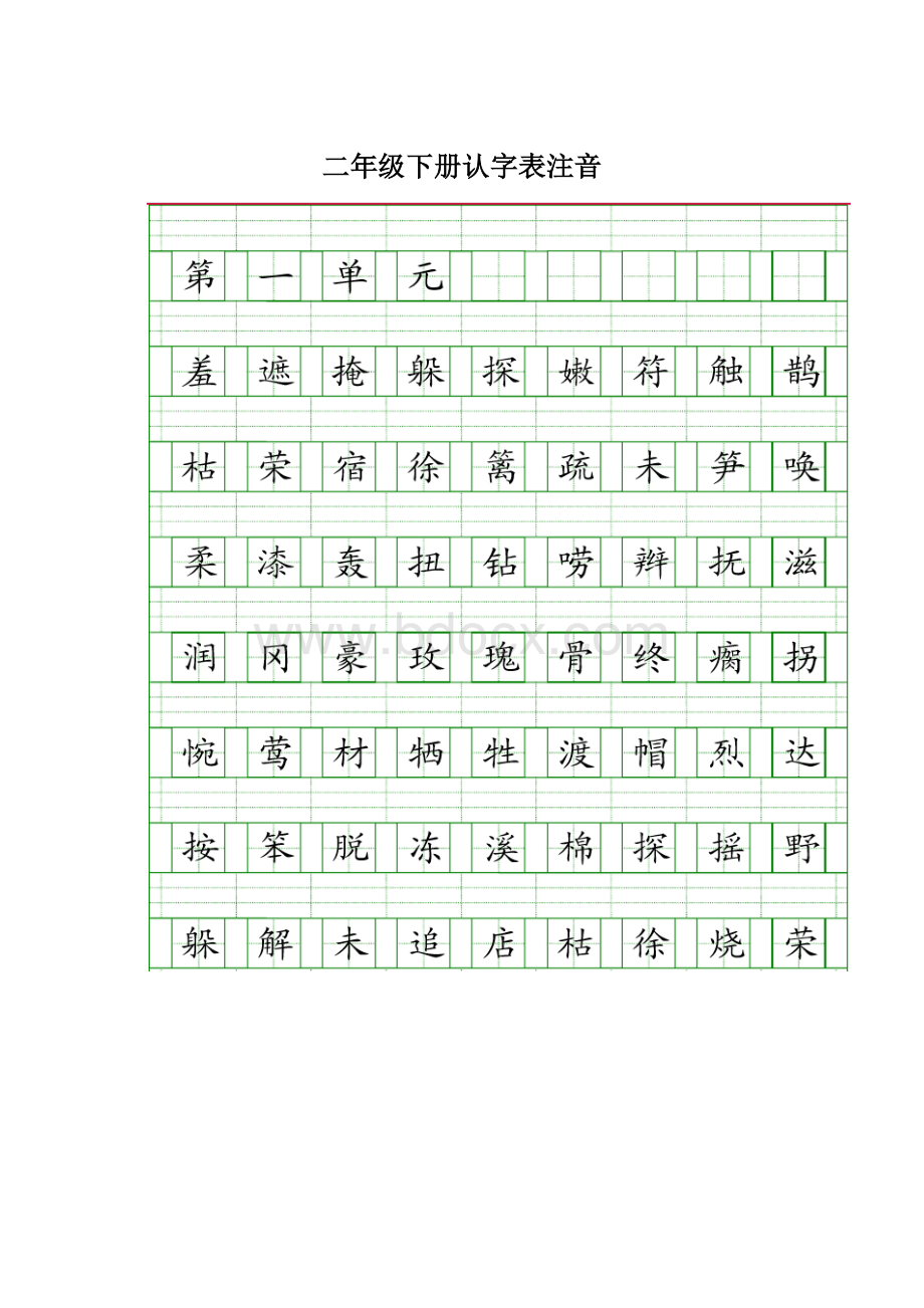 二年级下册认字表注音Word文件下载.docx