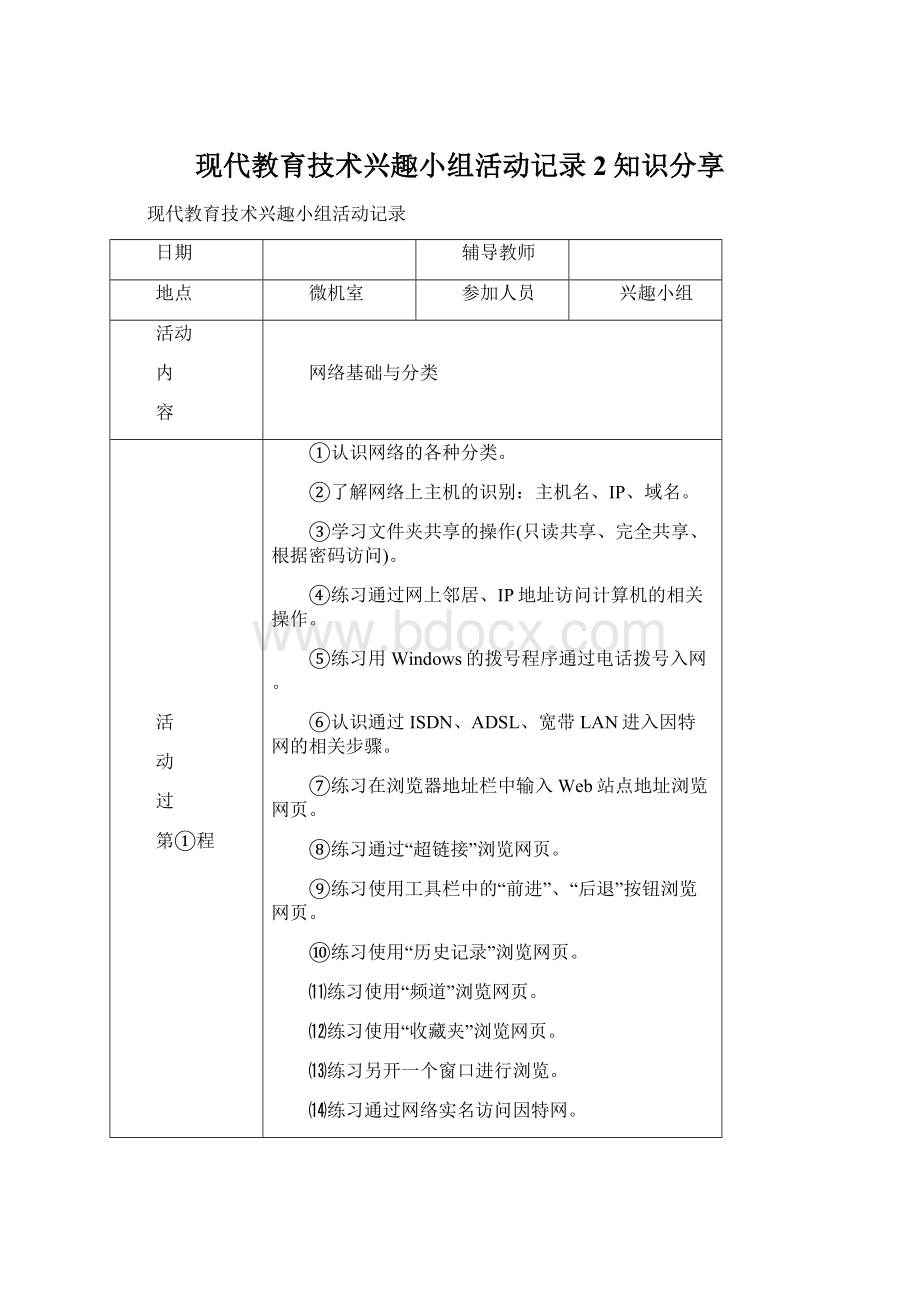 现代教育技术兴趣小组活动记录2知识分享Word文件下载.docx