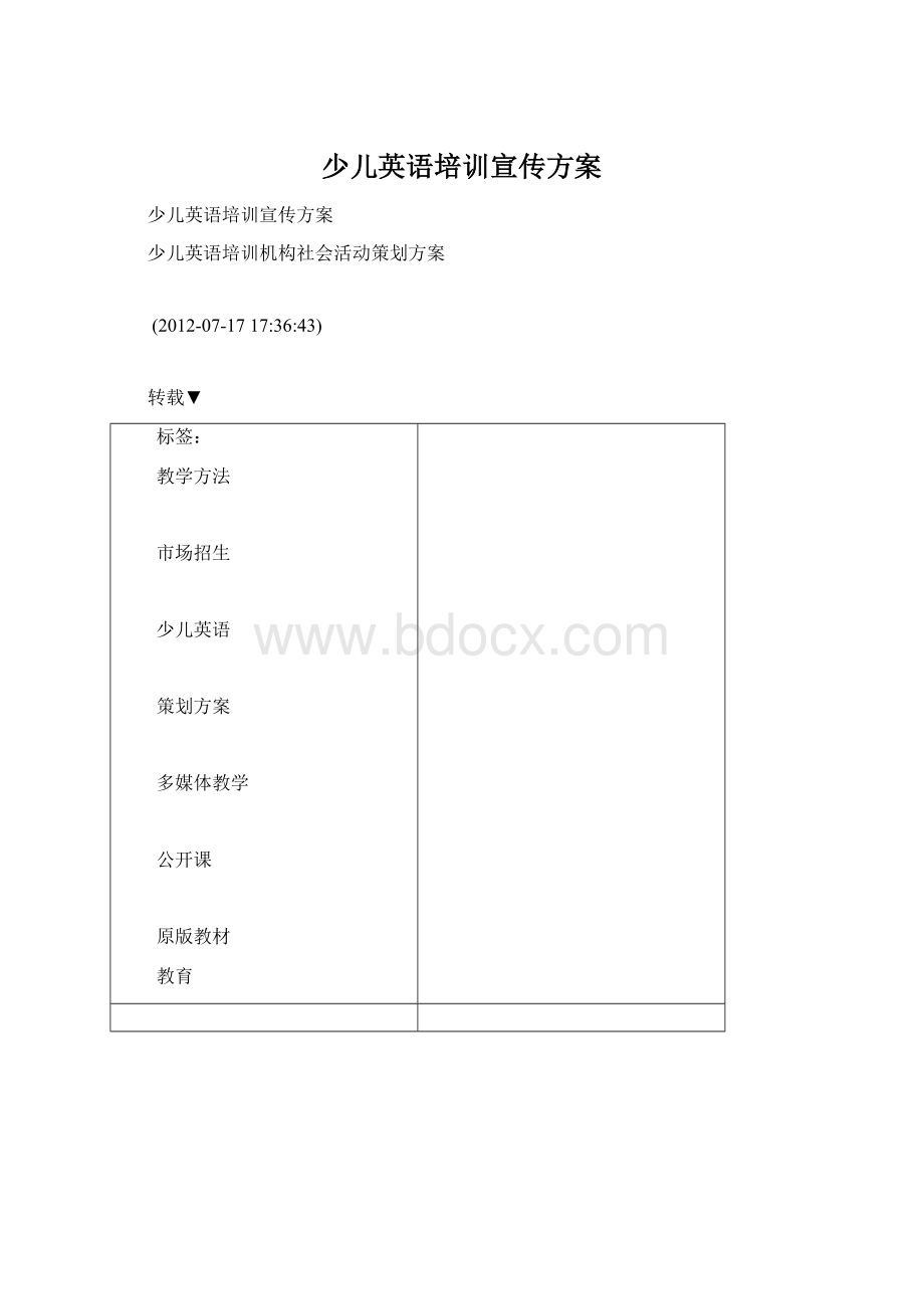 少儿英语培训宣传方案Word格式文档下载.docx