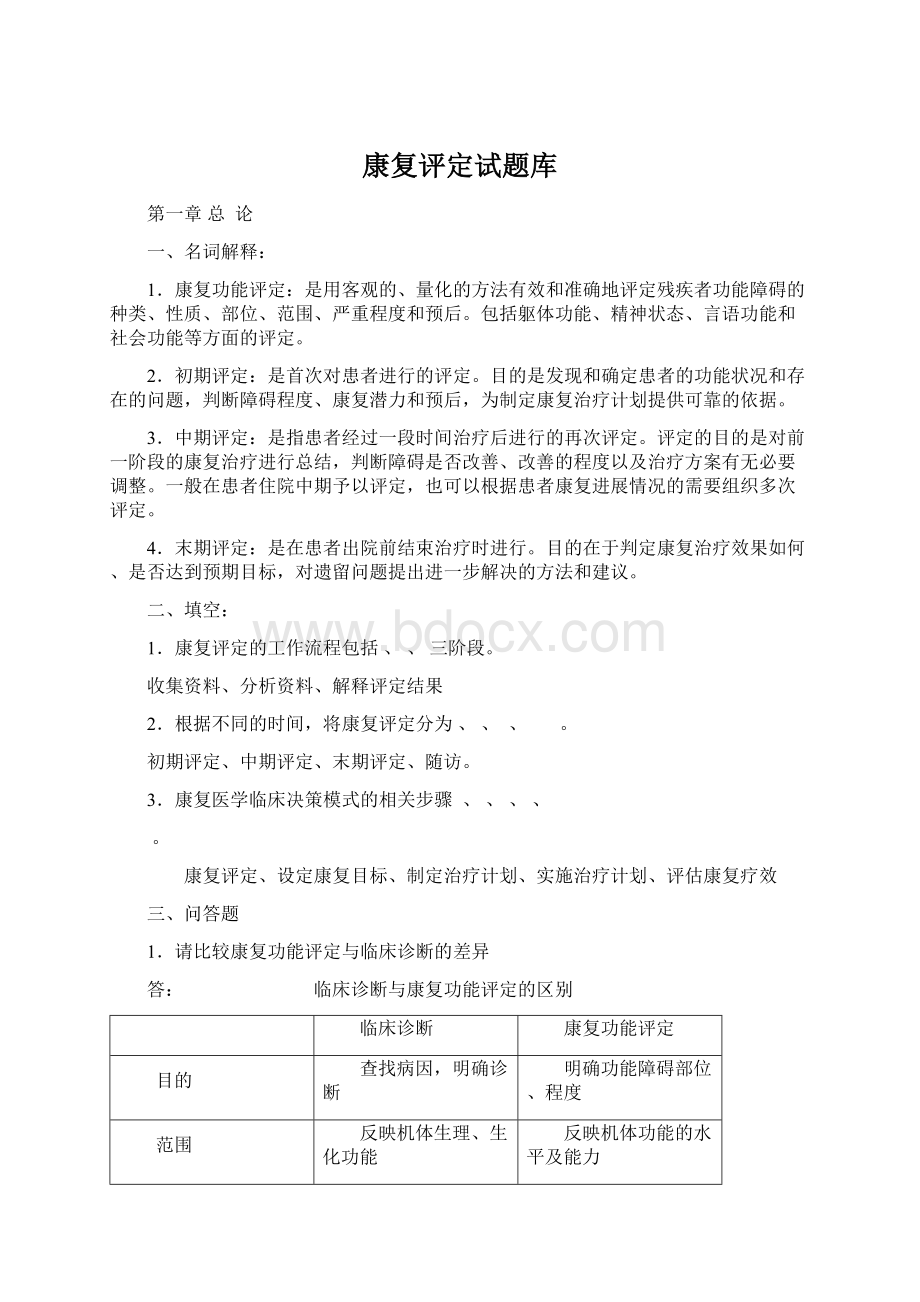 康复评定试题库Word格式文档下载.docx