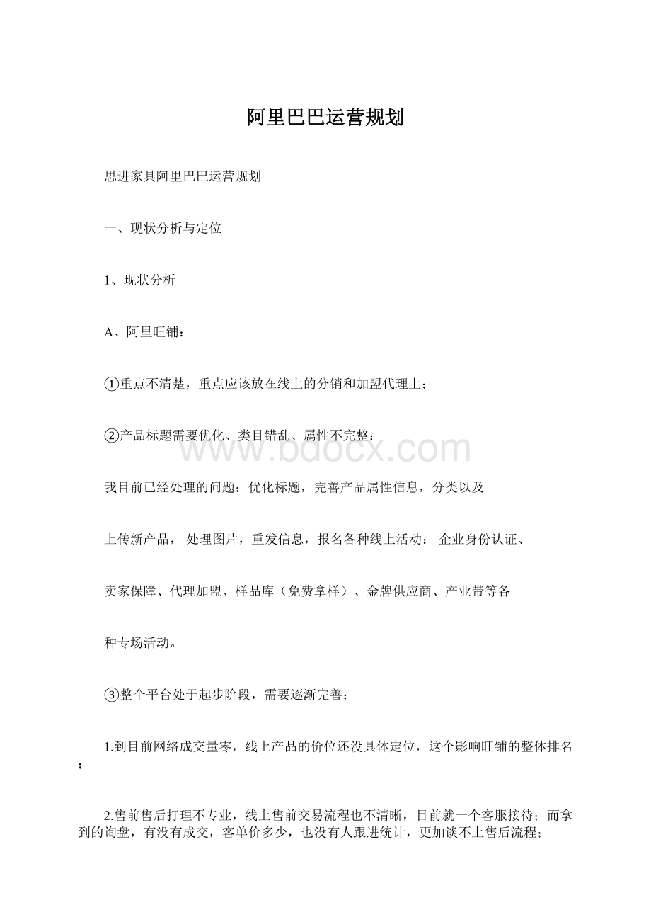 阿里巴巴运营规划Word文档格式.docx