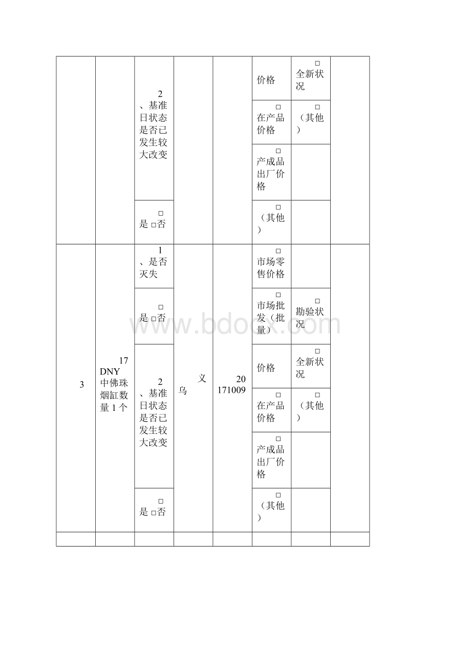 价格认定标的物明细表基本样式1文档格式.docx_第2页