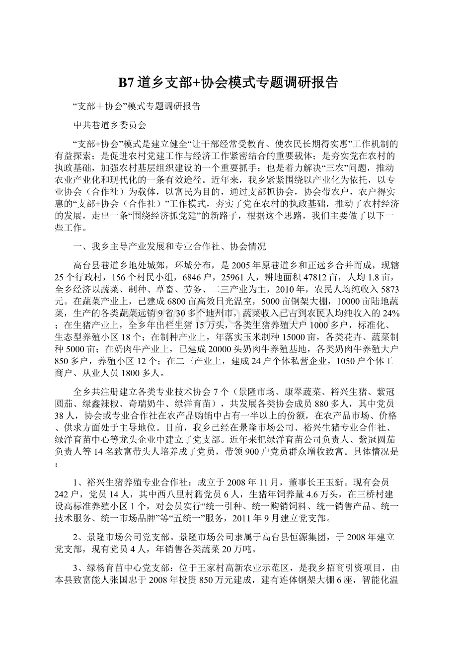 B7道乡支部+协会模式专题调研报告.docx