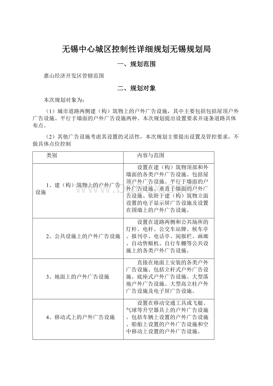 无锡中心城区控制性详细规划无锡规划局Word文档格式.docx_第1页