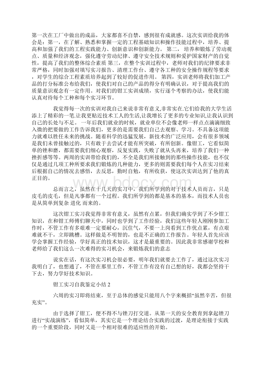 钳工实习自我鉴定小结.docx_第2页