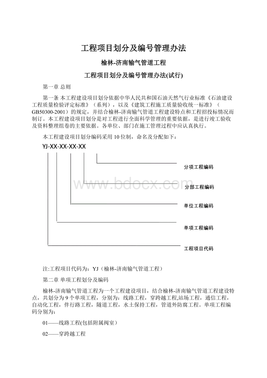 工程项目划分及编号管理办法Word格式.docx