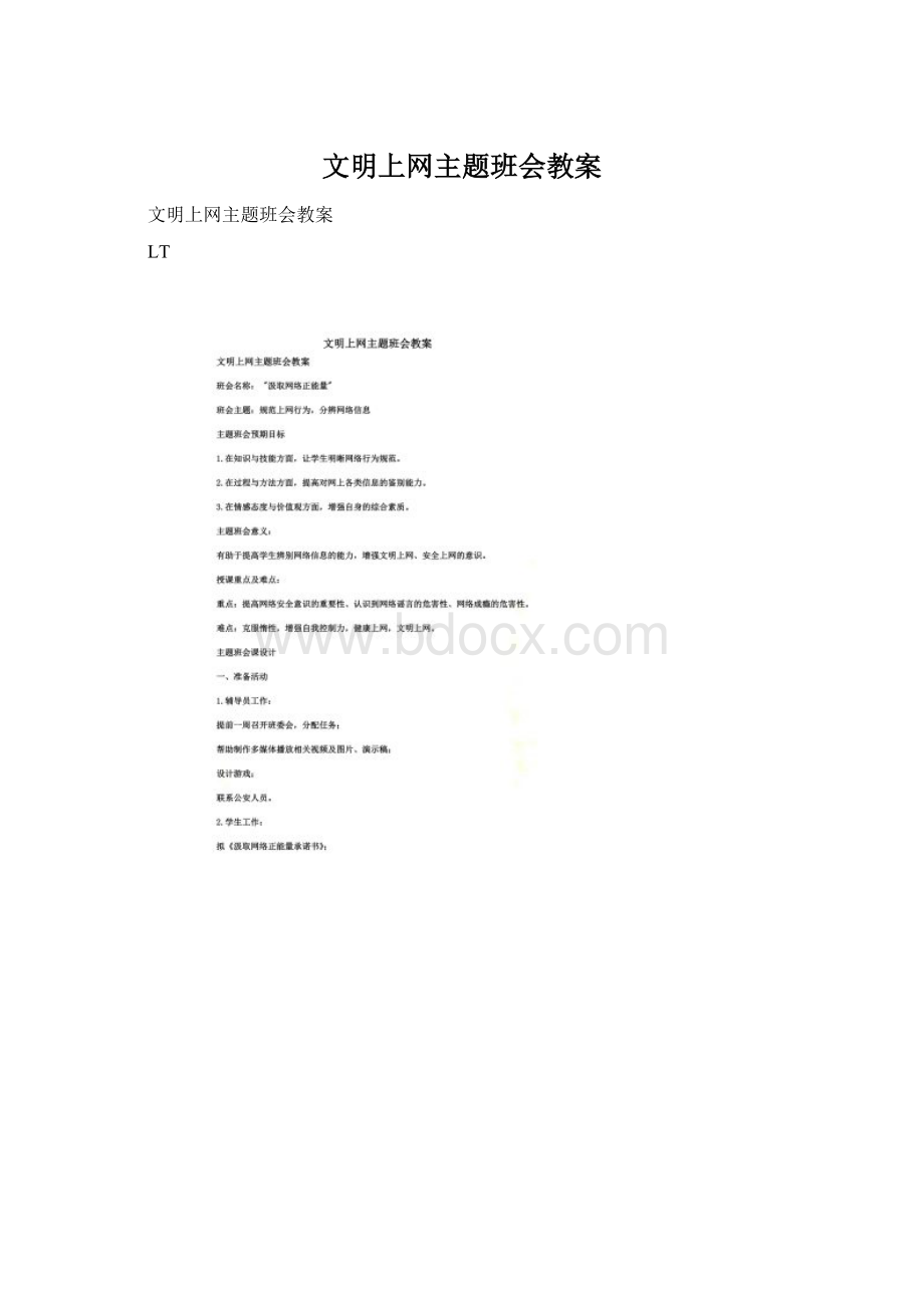 文明上网主题班会教案.docx