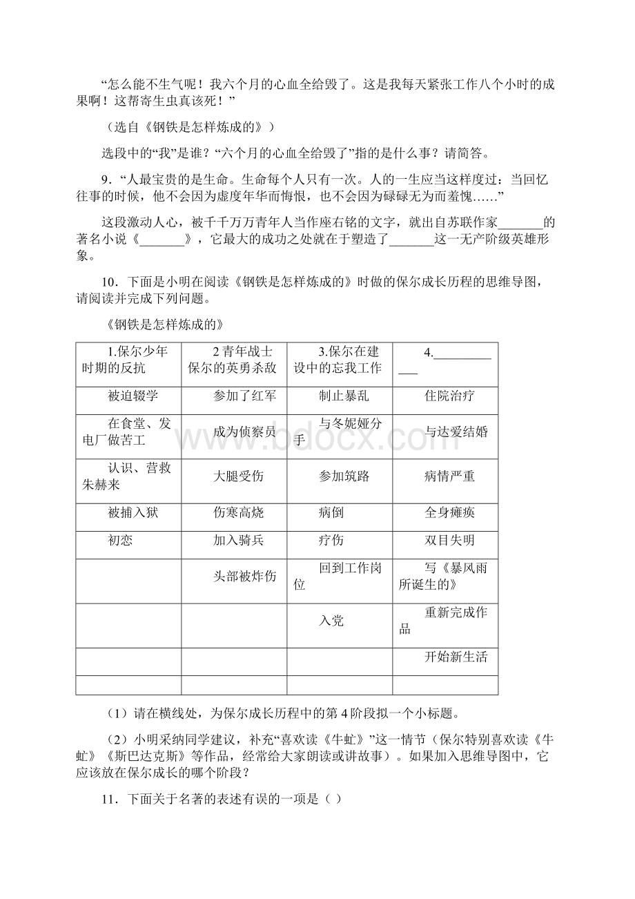 《钢铁是怎样炼成》练习题及参考答案5Word格式文档下载.docx_第3页