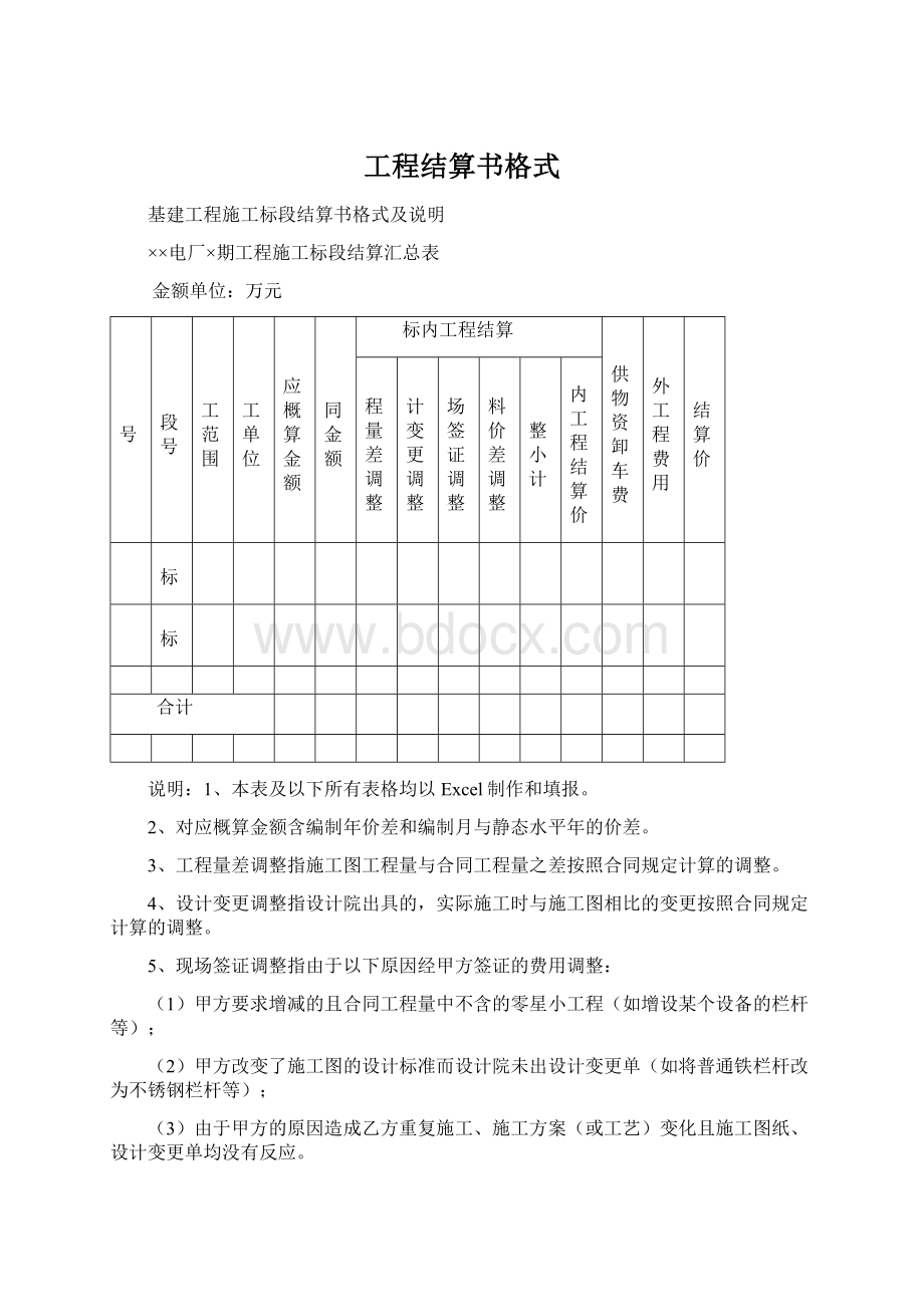 工程结算书格式.docx