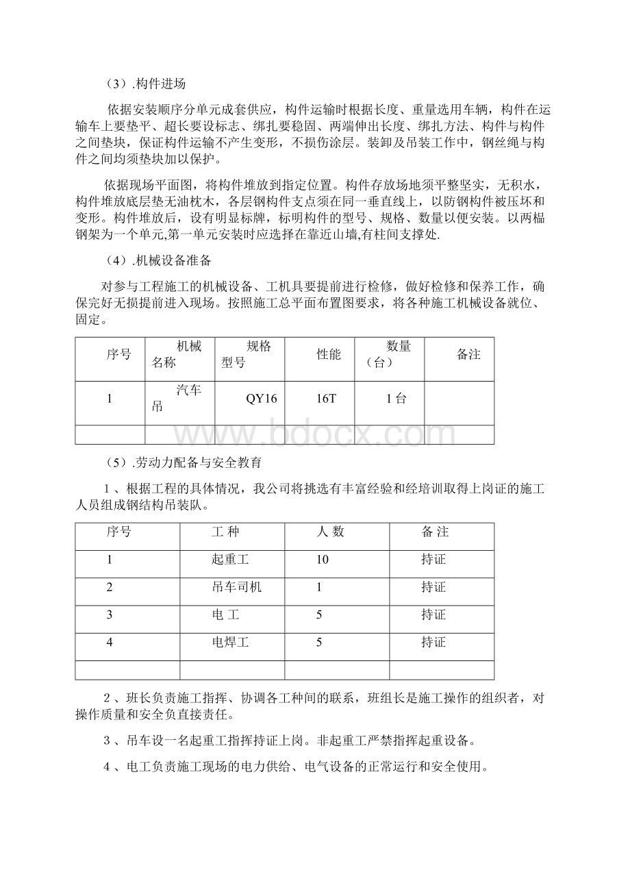 钢结构厂房吊装安全施工方案Word文档格式.docx_第2页