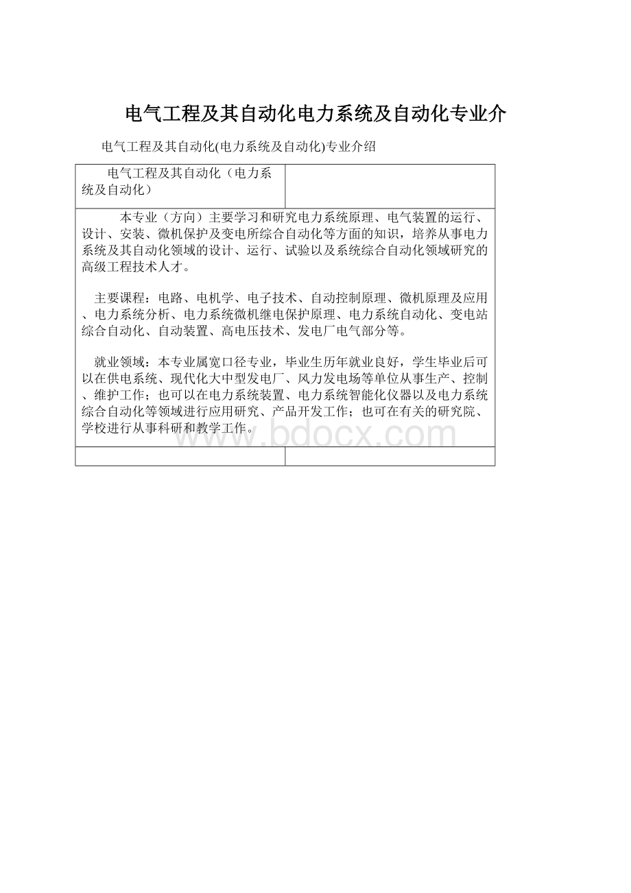 电气工程及其自动化电力系统及自动化专业介.docx_第1页