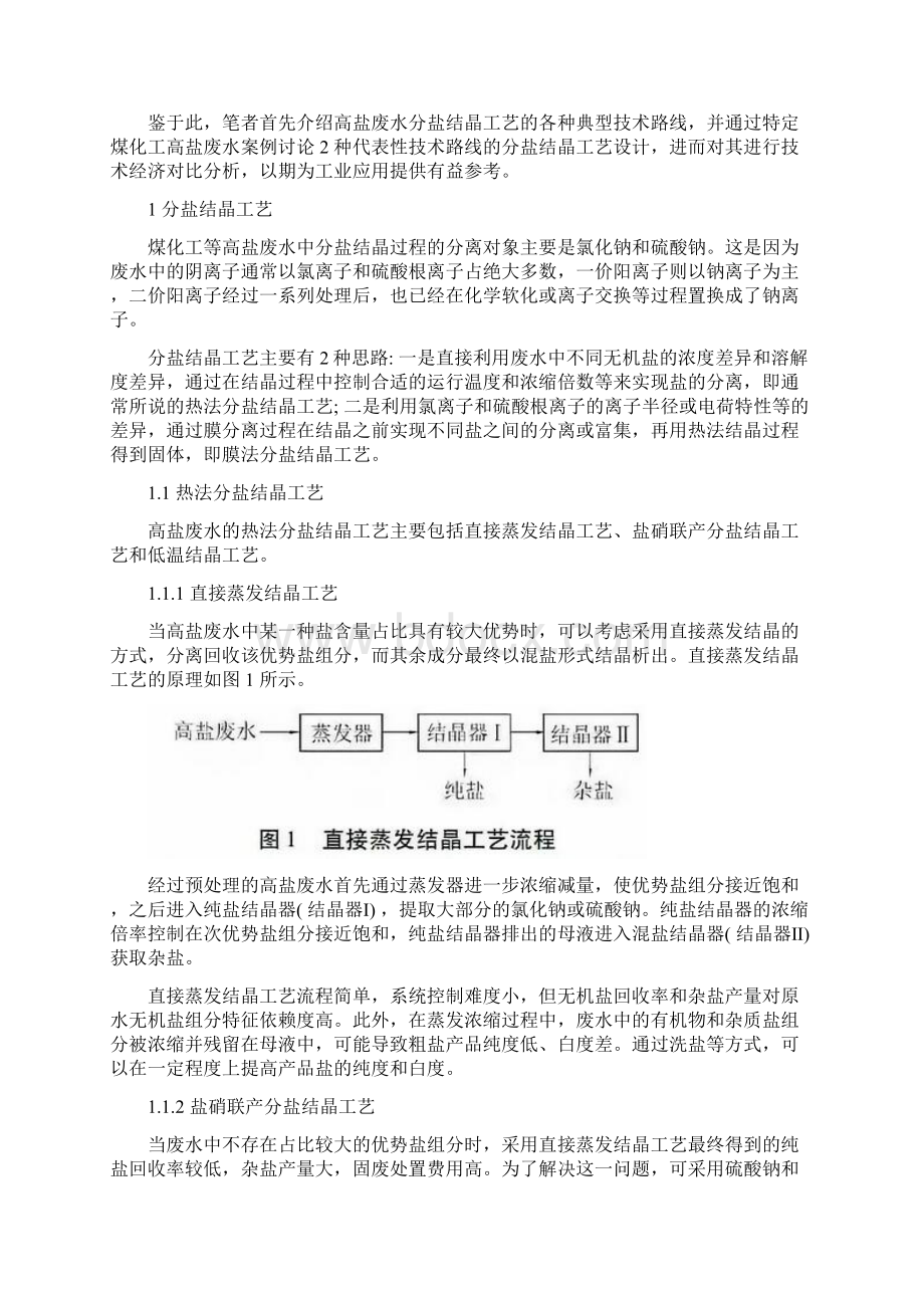 高盐废水分盐结晶工艺及其技术经济分析Word格式文档下载.docx_第2页