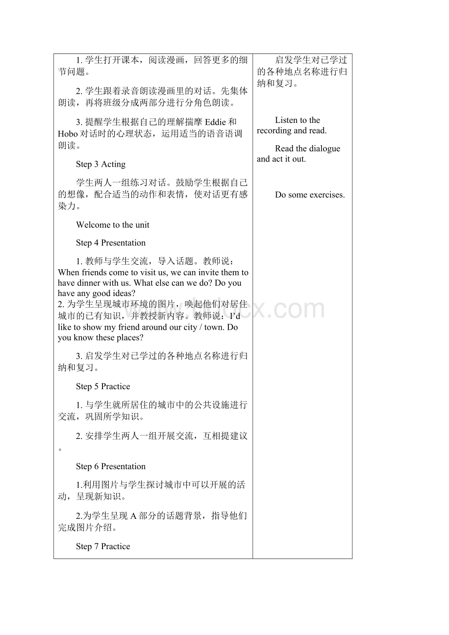 版重点中学七年级英语单元Unit3教案表格式Word格式.docx_第2页