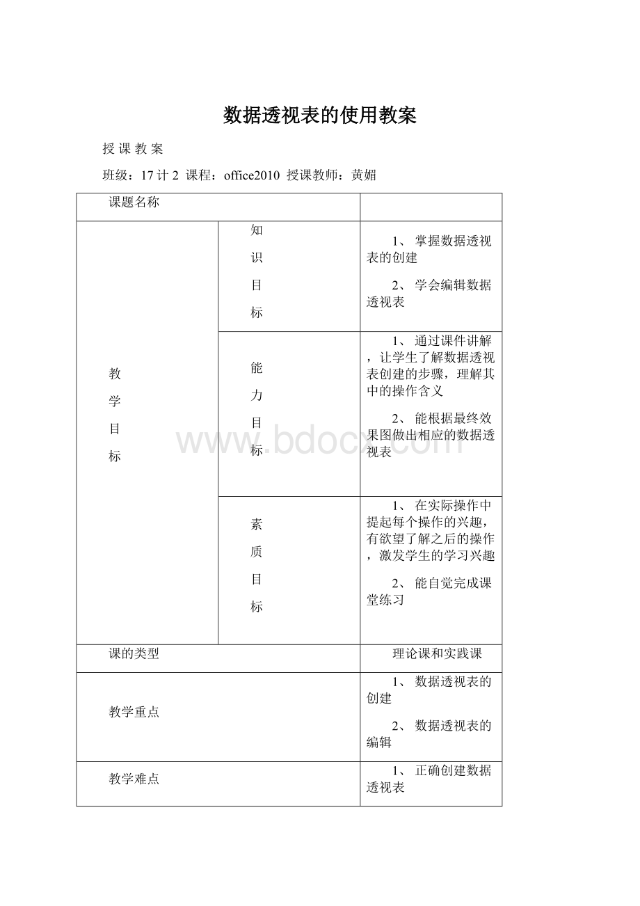 数据透视表的使用教案Word下载.docx_第1页