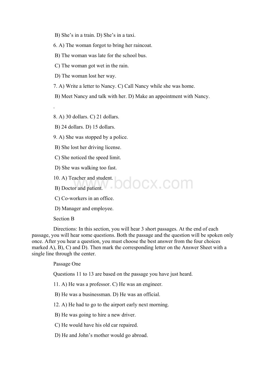 江西省专升本统考英语试题历年真题Word格式文档下载.docx_第2页