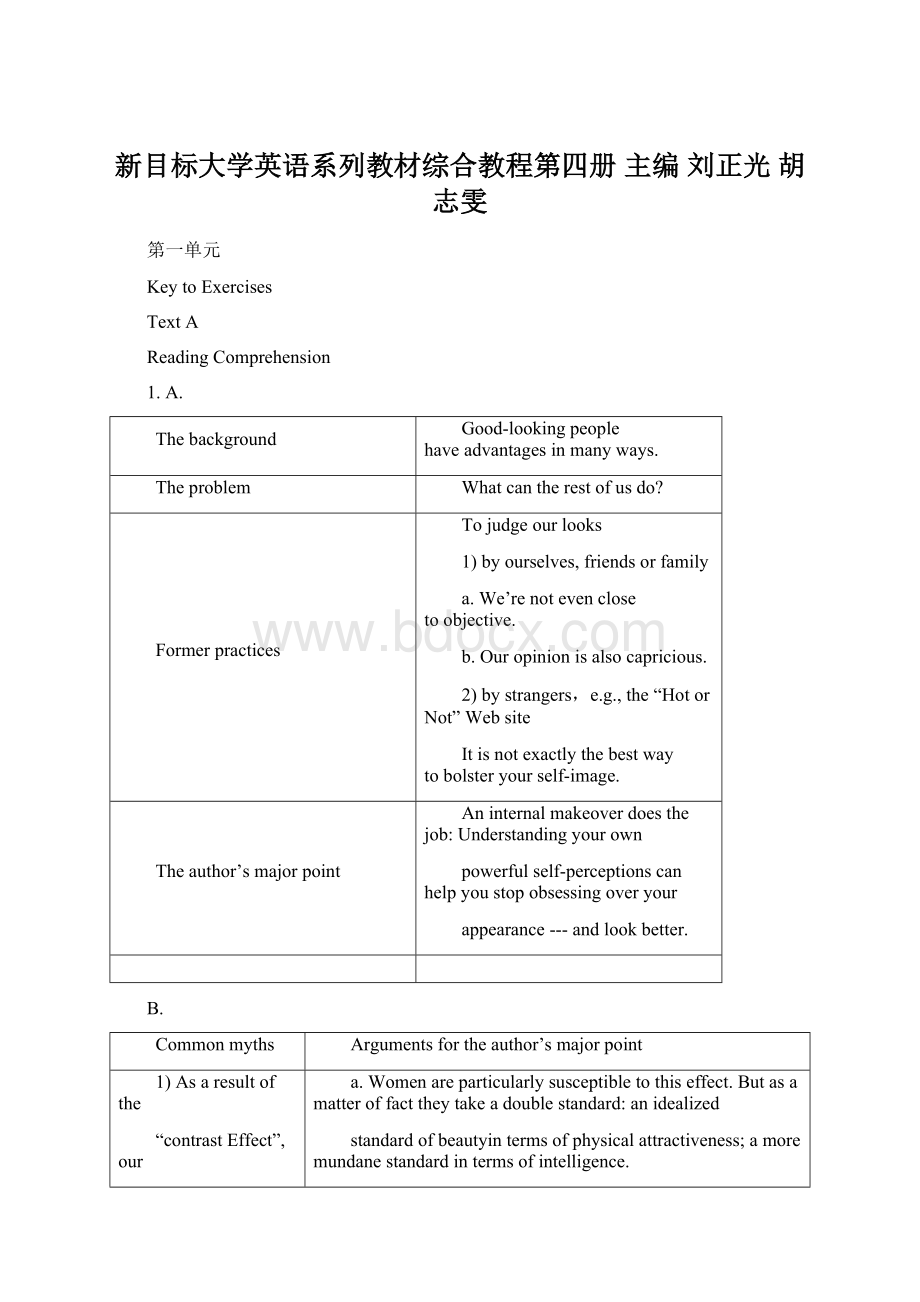 新目标大学英语系列教材综合教程第四册 主编 刘正光 胡志雯.docx