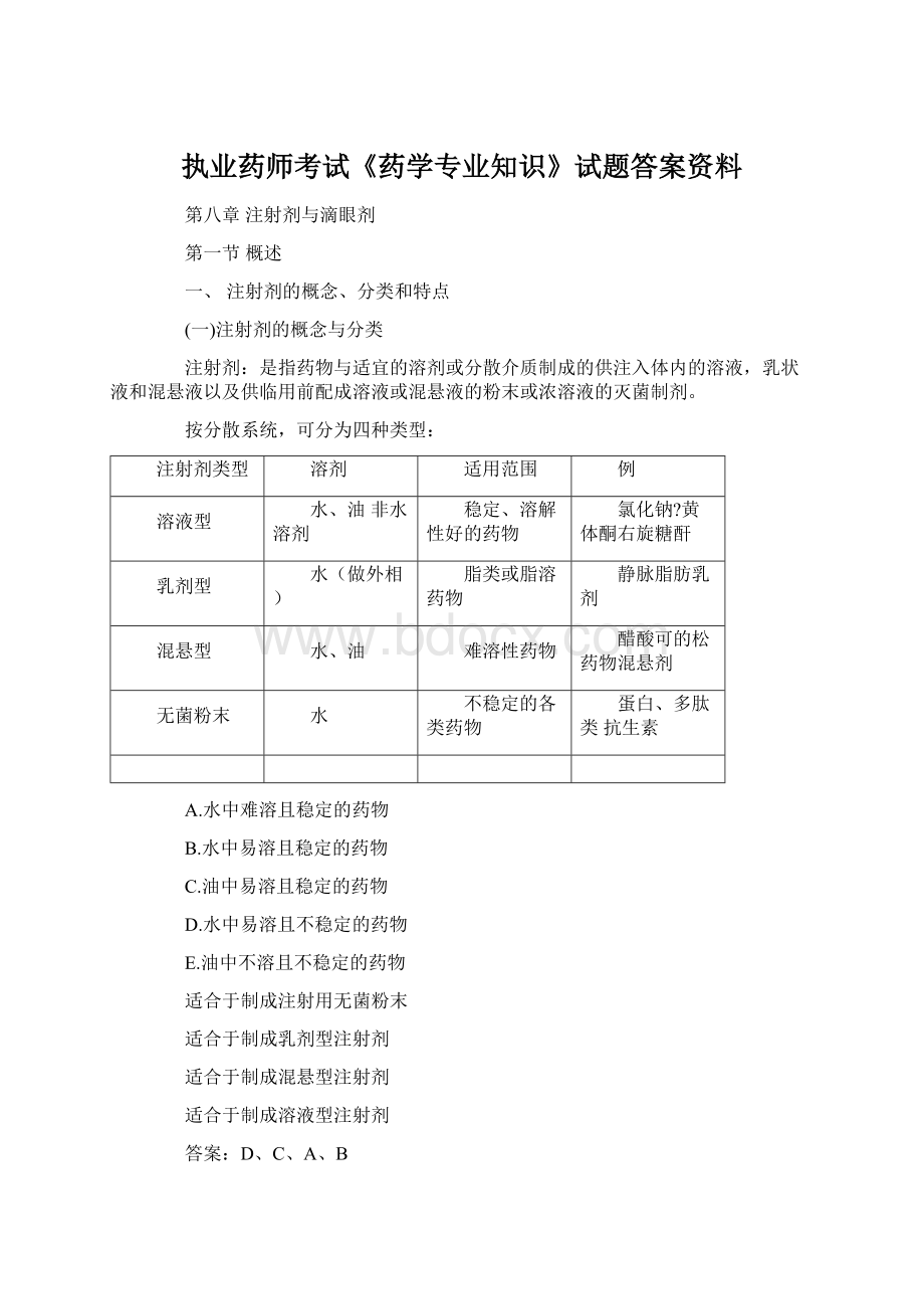 执业药师考试《药学专业知识》试题答案资料.docx_第1页