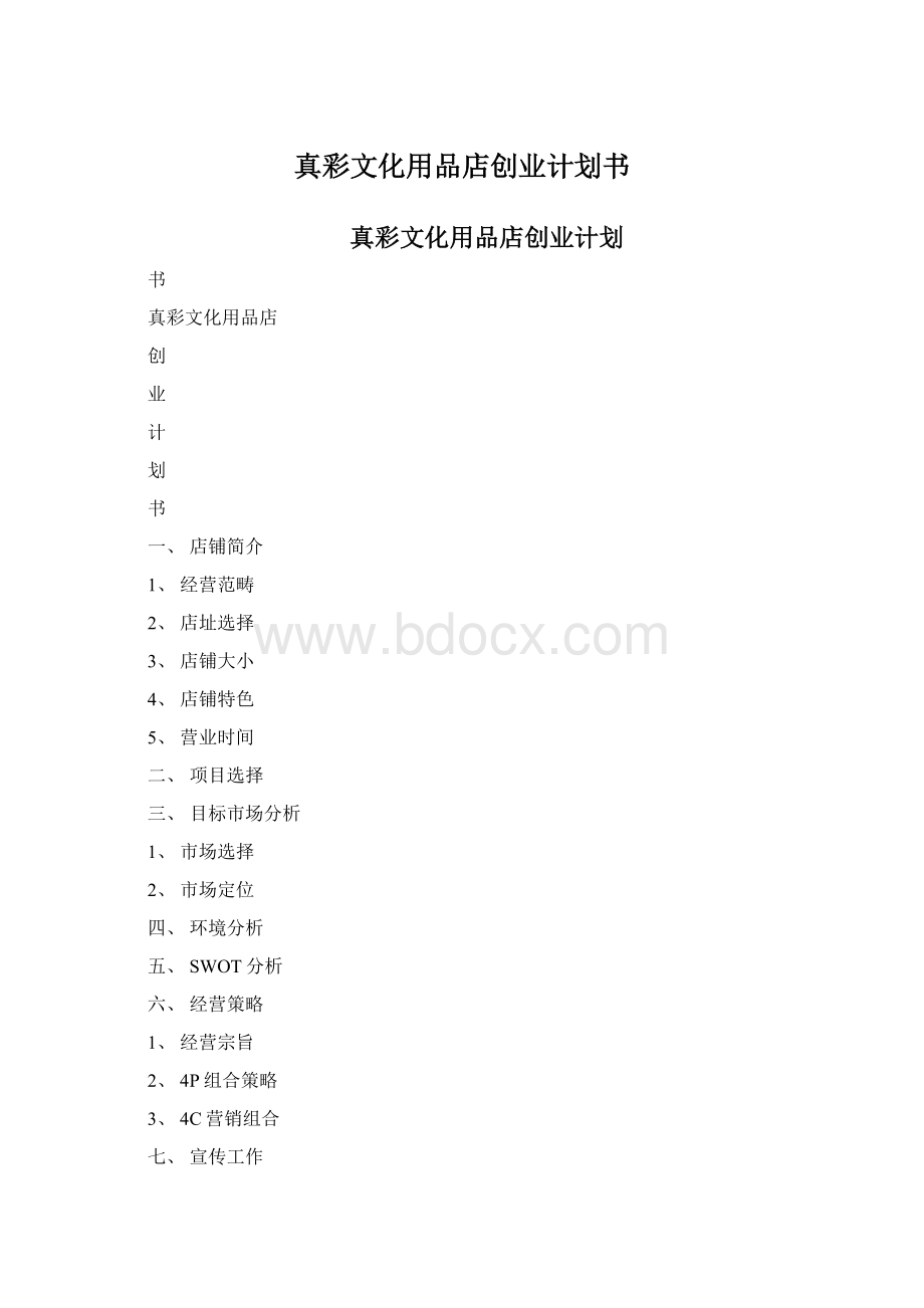 真彩文化用品店创业计划书Word格式文档下载.docx