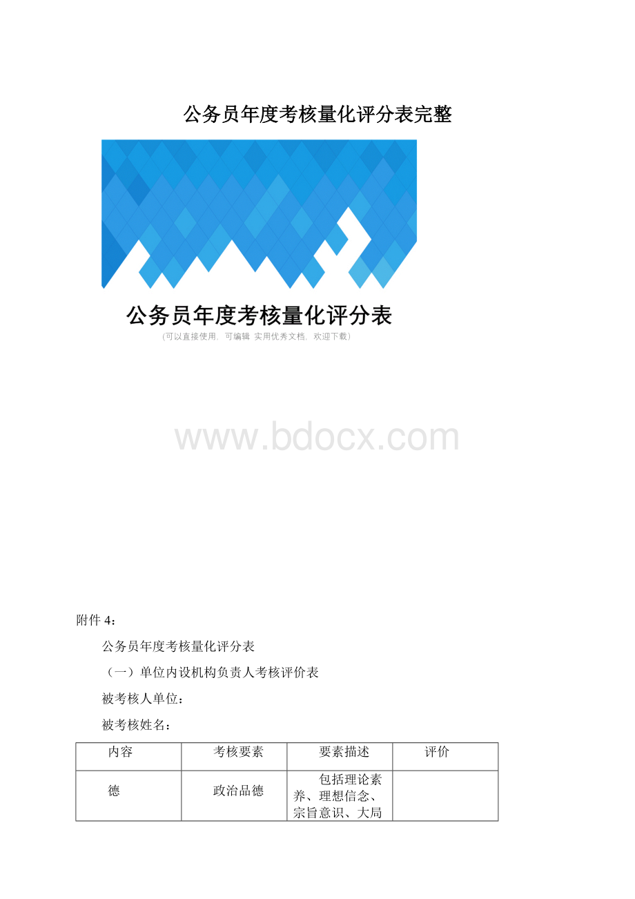 公务员年度考核量化评分表完整Word格式文档下载.docx_第1页