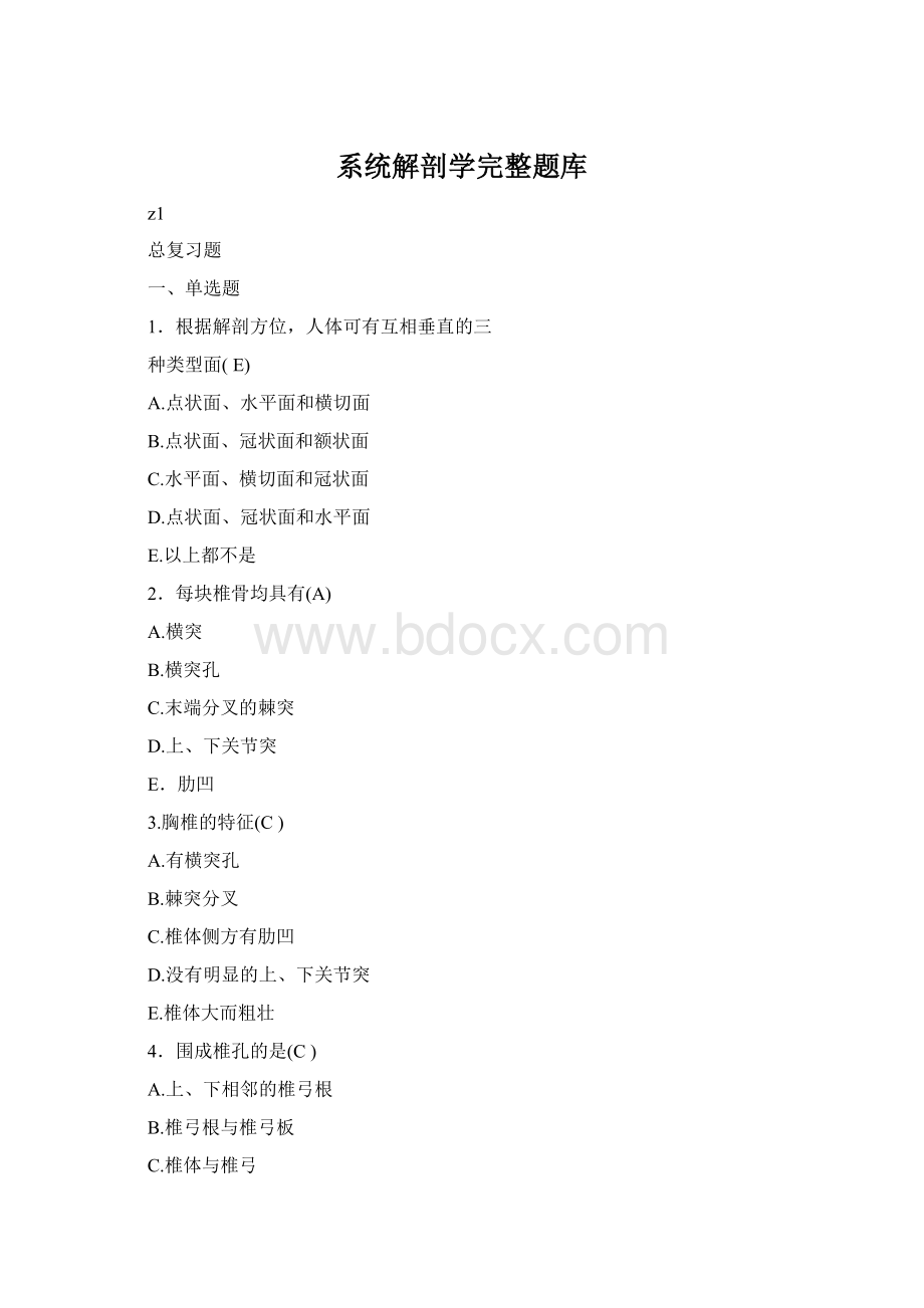 系统解剖学完整题库.docx_第1页