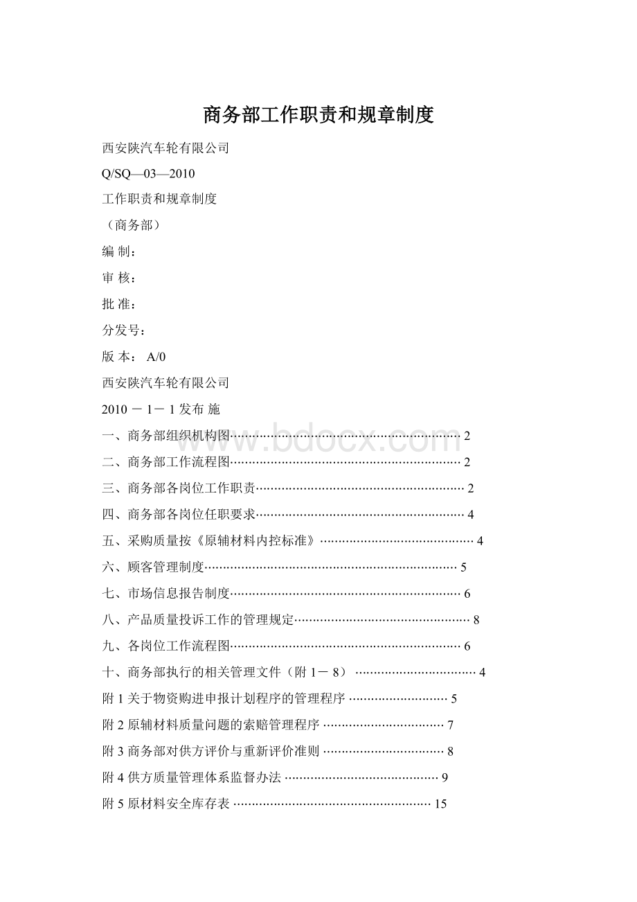 商务部工作职责和规章制度Word格式文档下载.docx_第1页