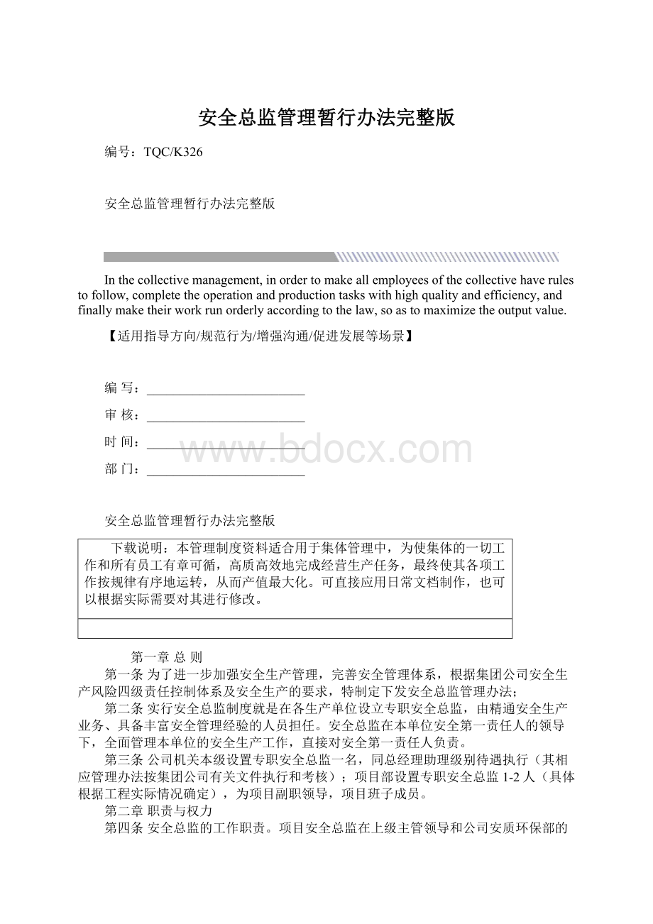 安全总监管理暂行办法完整版.docx