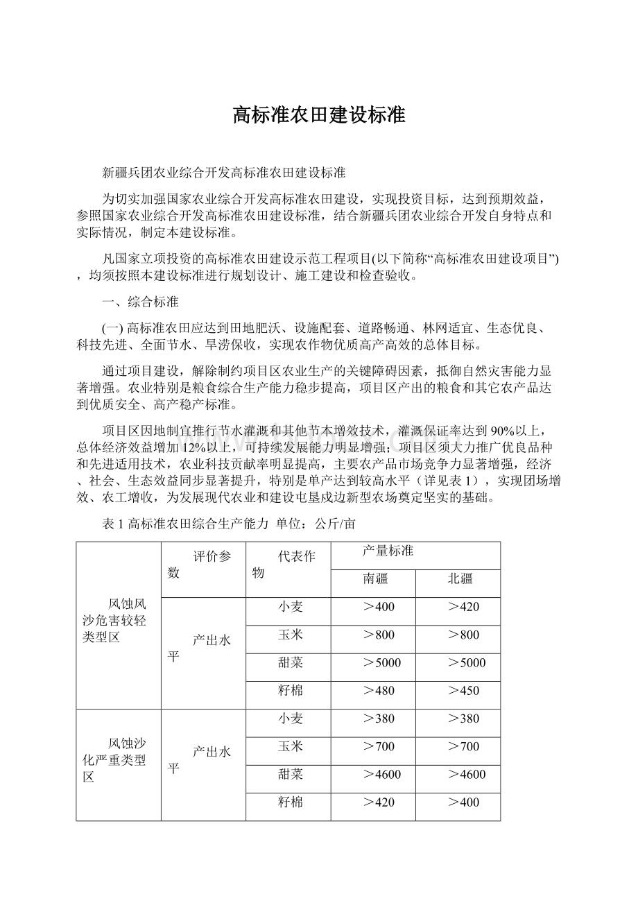 高标准农田建设标准.docx_第1页