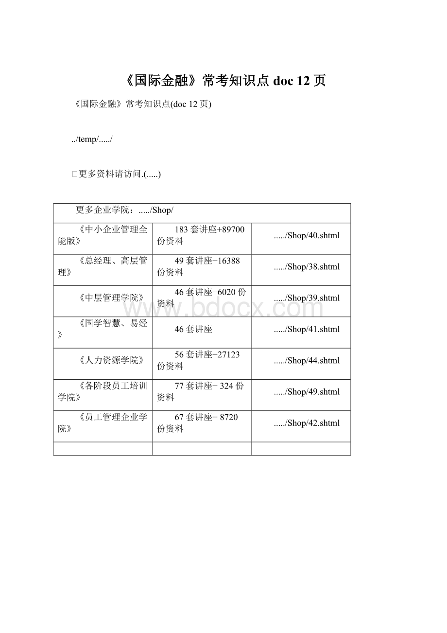 《国际金融》常考知识点doc 12页.docx_第1页