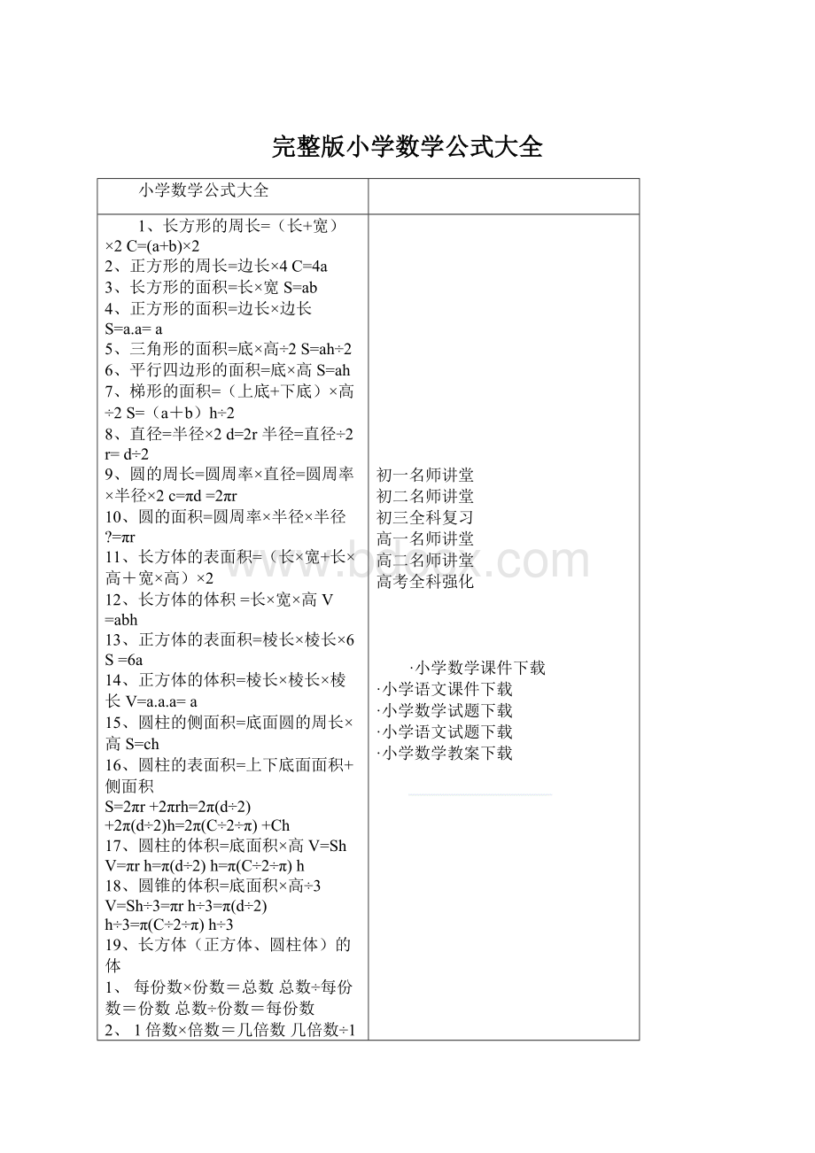 完整版小学数学公式大全文档格式.docx_第1页