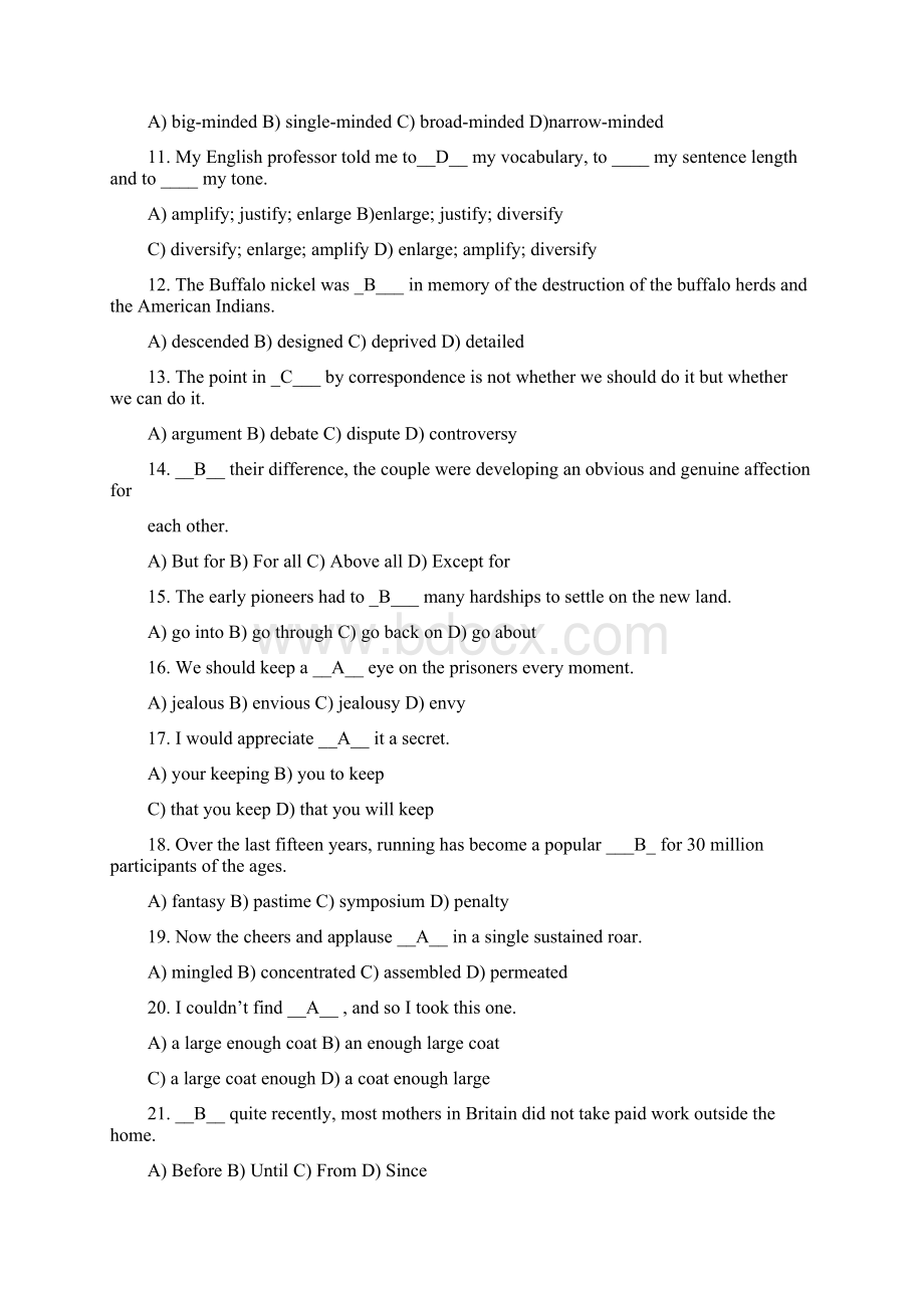 东北农业大学网络教育学院 大学英语第三册网上作业题参考答案.docx_第2页