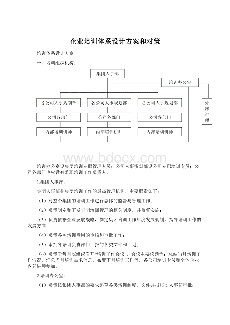 企业培训体系设计方案和对策Word格式文档下载.docx