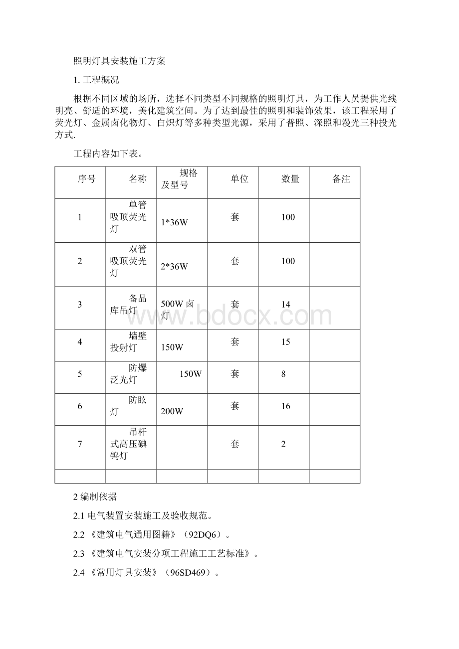 照明灯具安装施工方案教学文稿.docx_第2页