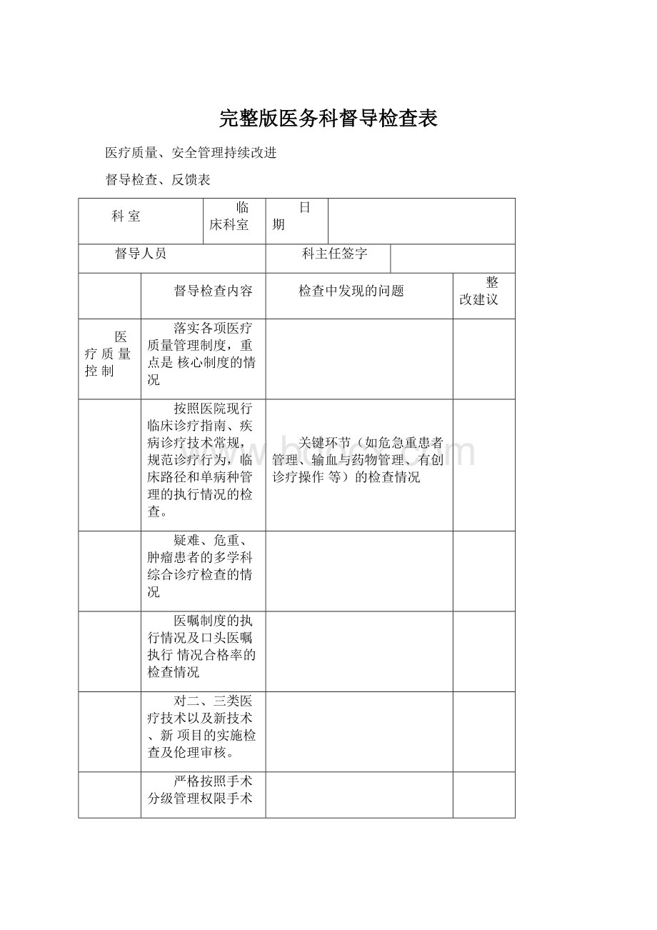 完整版医务科督导检查表文档格式.docx