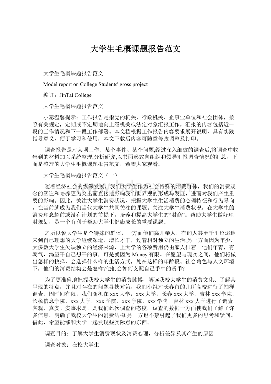 大学生毛概课题报告范文.docx