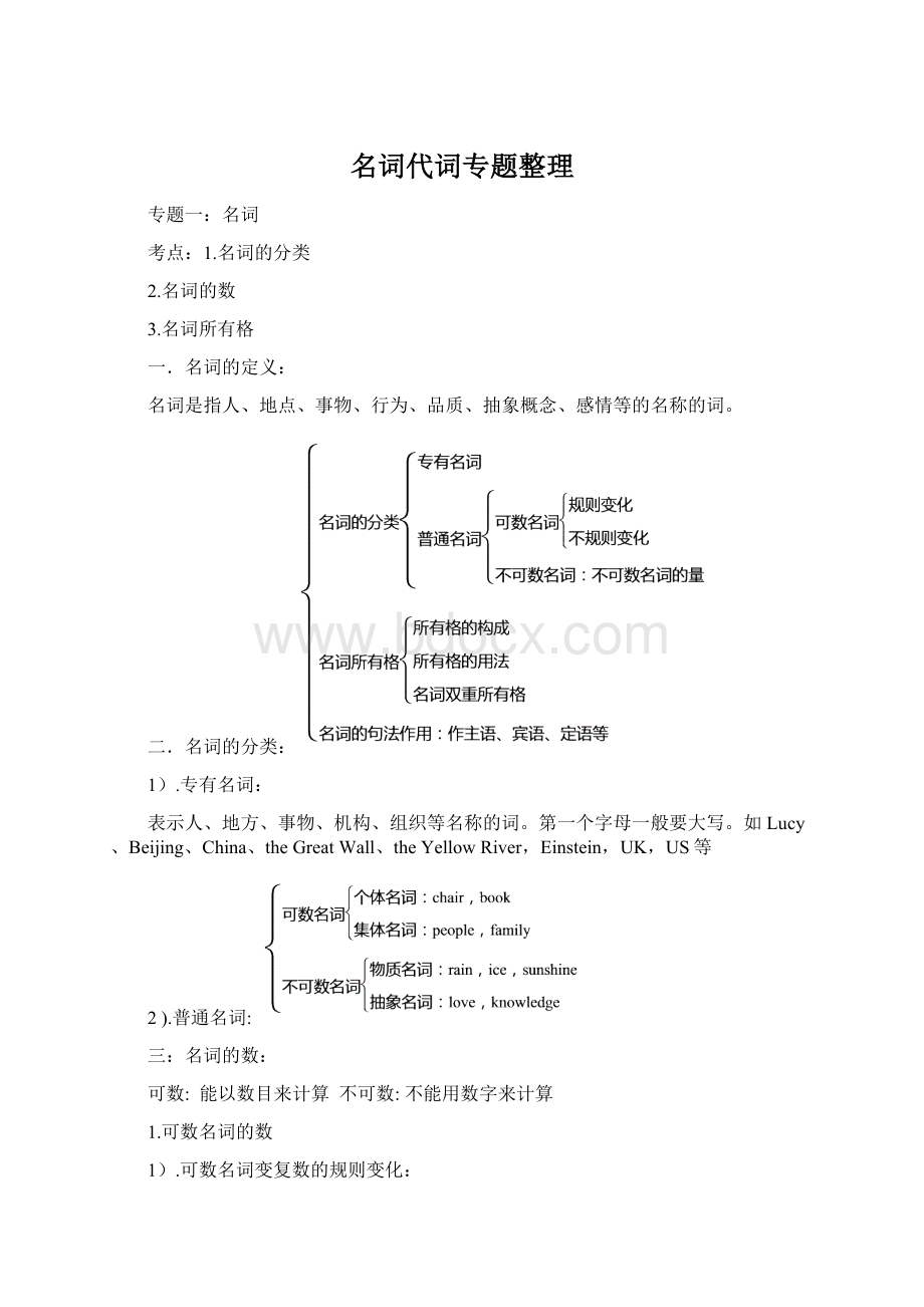 名词代词专题整理Word格式.docx