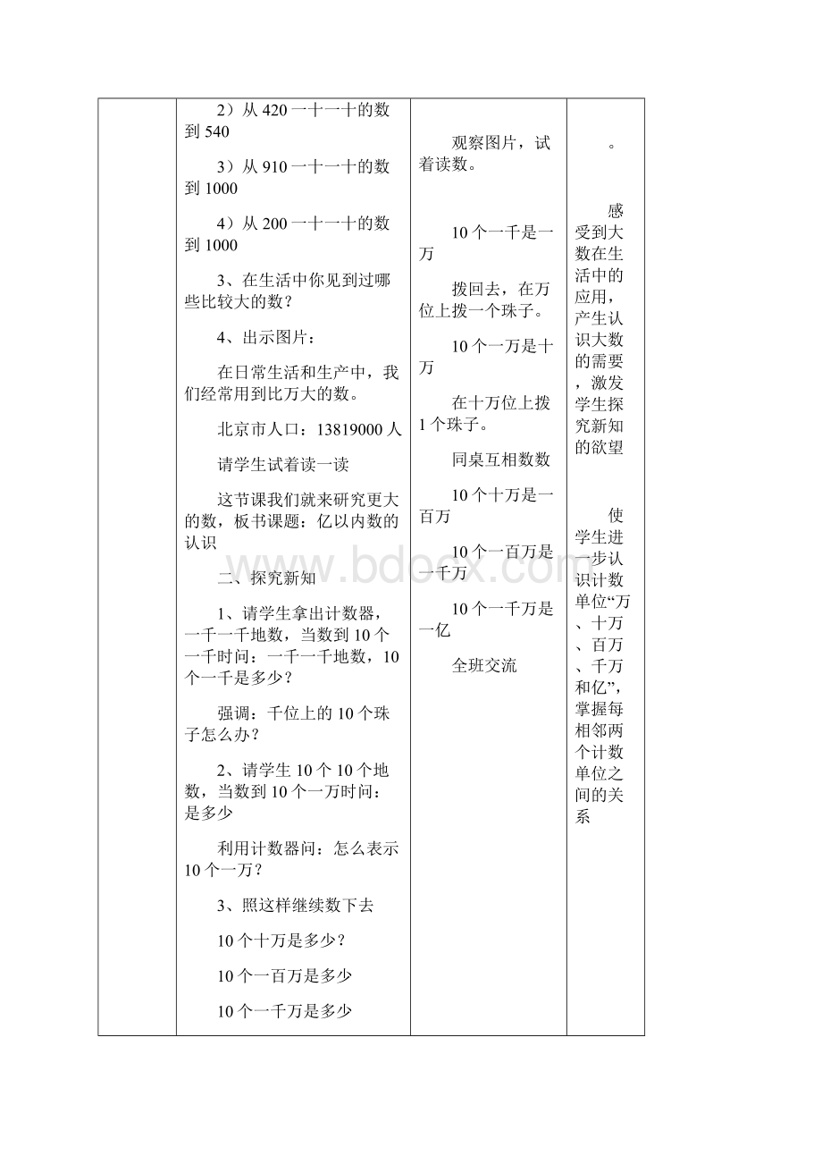 人教版四年级上册数学教案表格.docx_第2页